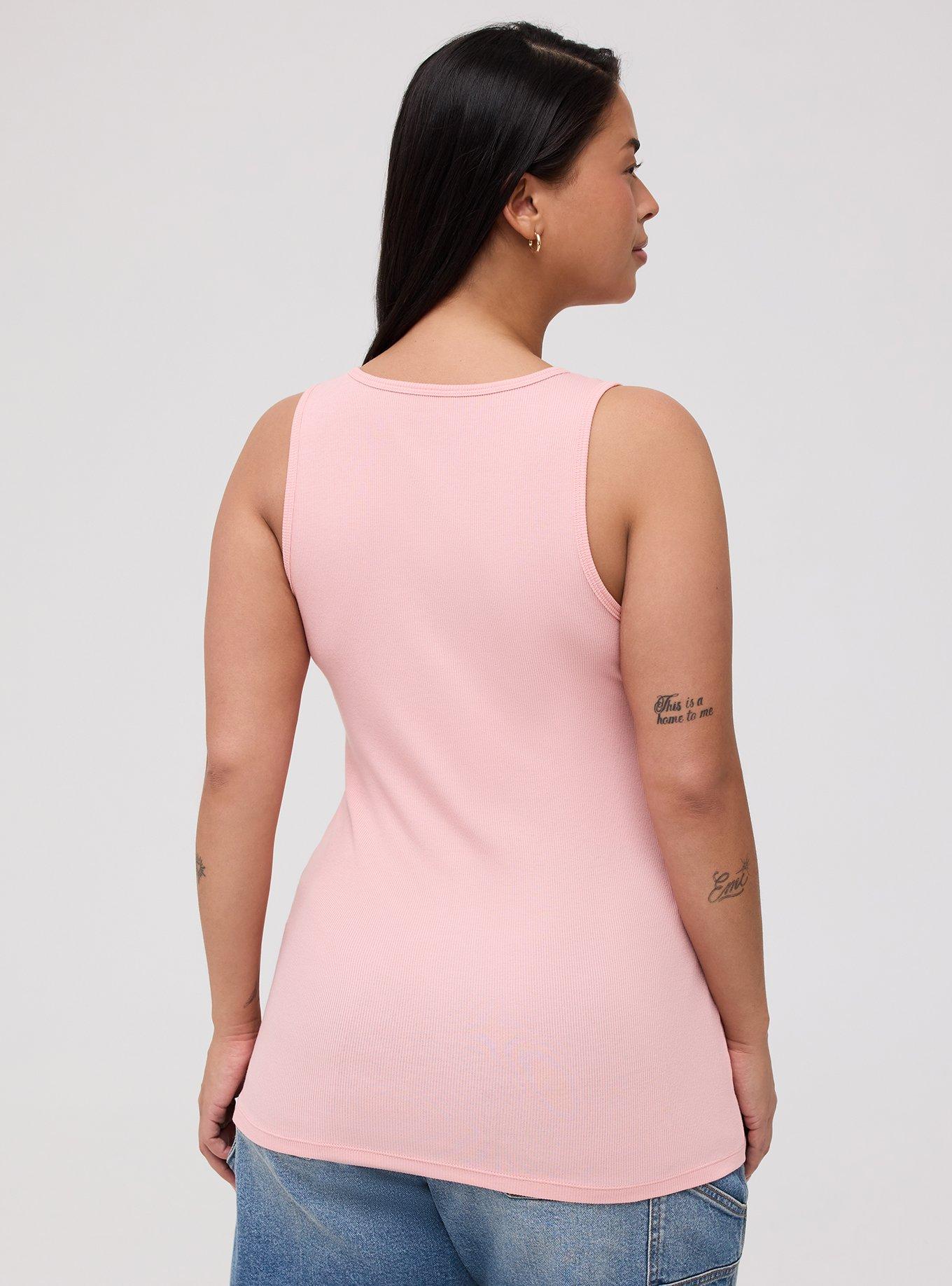 Cotton Modal Rib Notch Scoop Tank, BLOSSOM, alternate