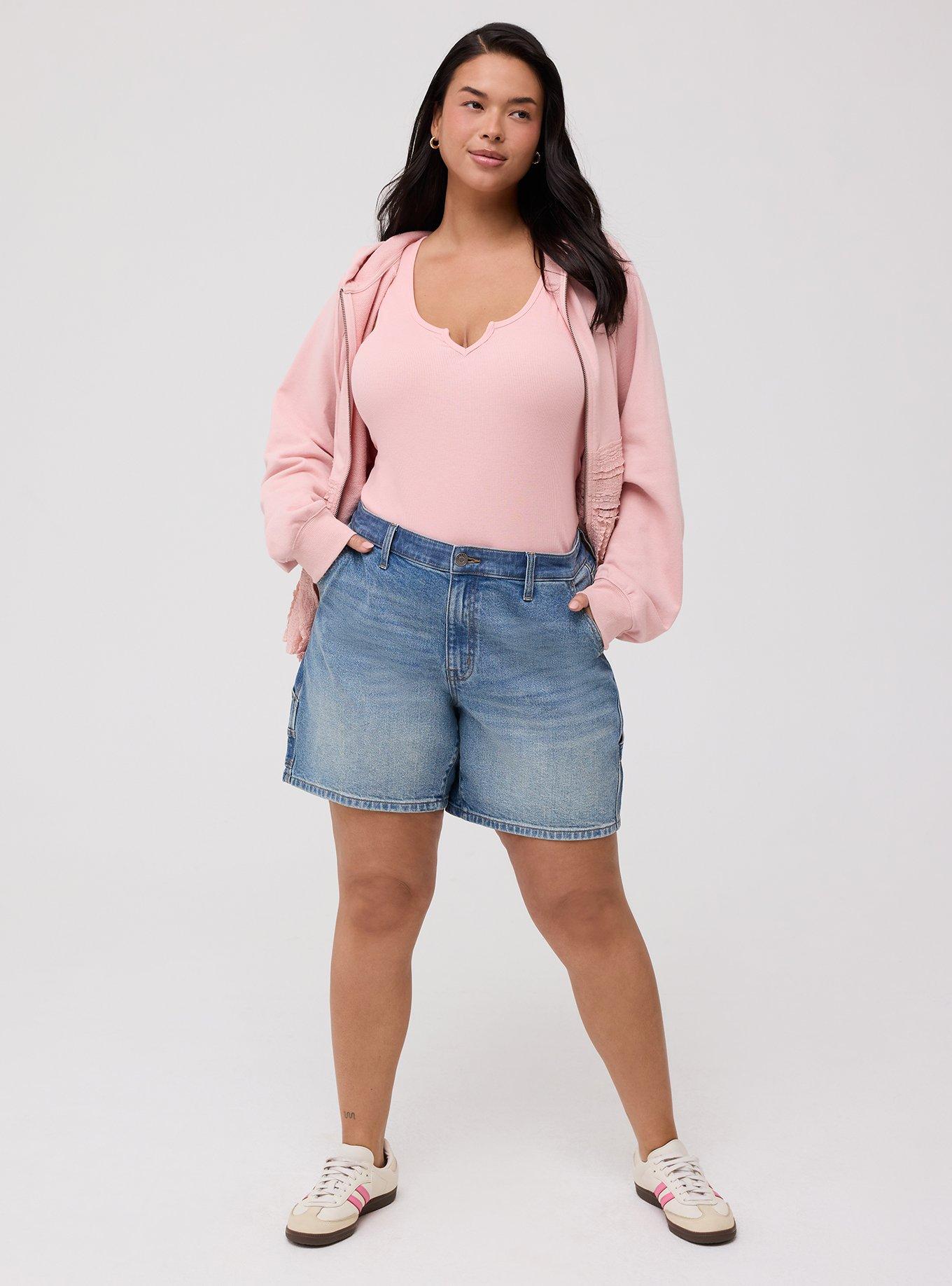 Cotton Modal Rib Notch Scoop Tank, BLOSSOM, alternate