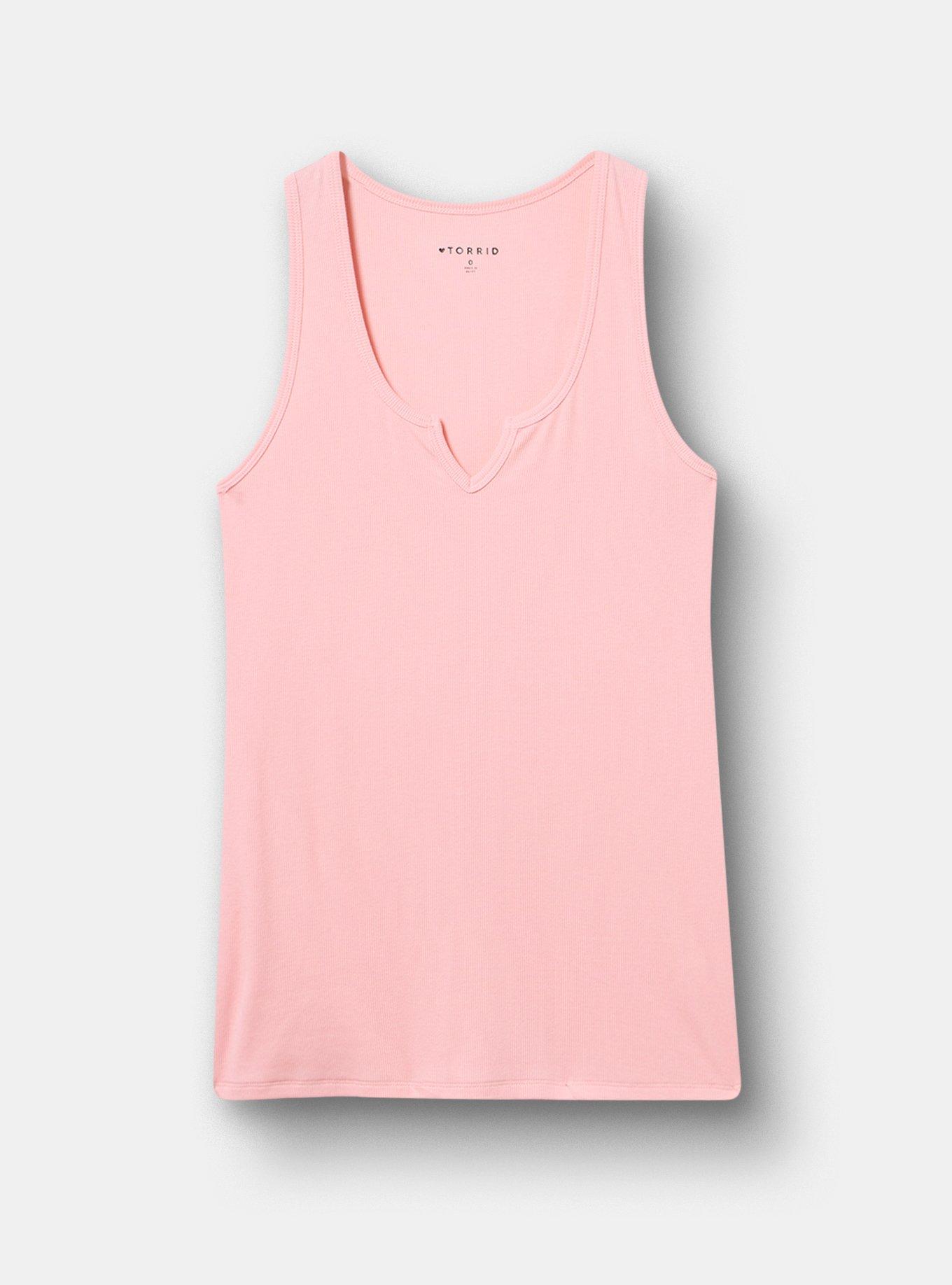 Cotton Modal Rib Notch Scoop Tank, BLOSSOM, hi-res