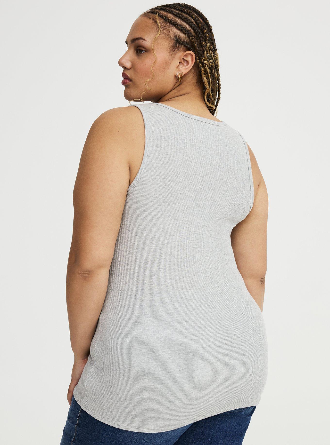 Cotton Modal Rib Notch Scoop Tank, LIGHTEST HEATHER GRAY, alternate