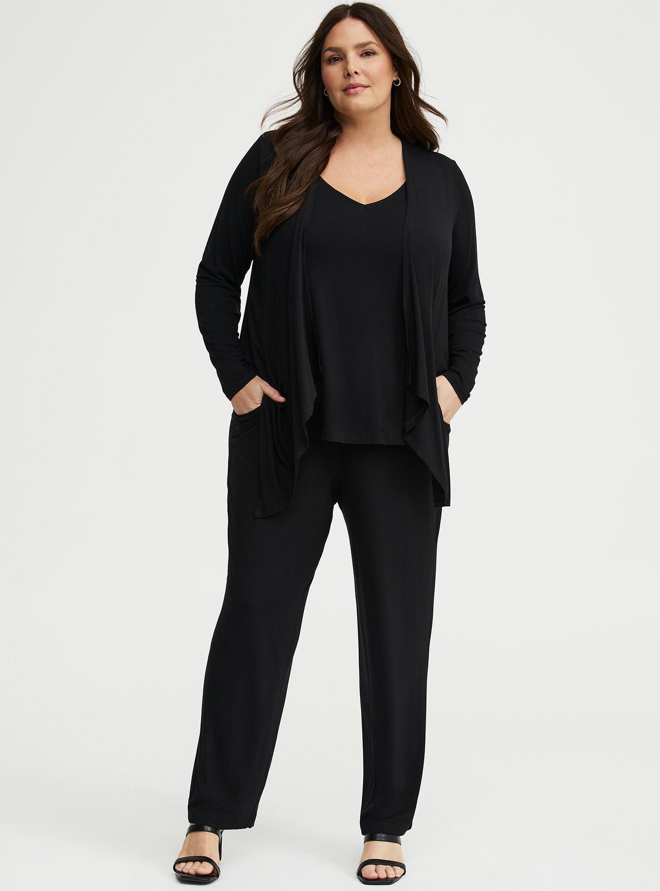Super Soft Drape Front Cardigan, DEEP BLACK, alternate