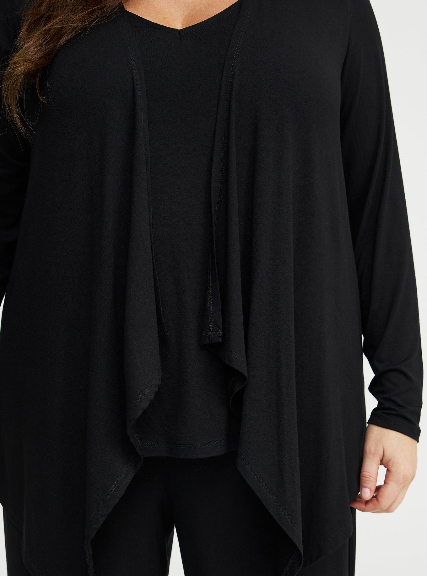 Super Soft Drape Front Cardigan, DEEP BLACK, alternate