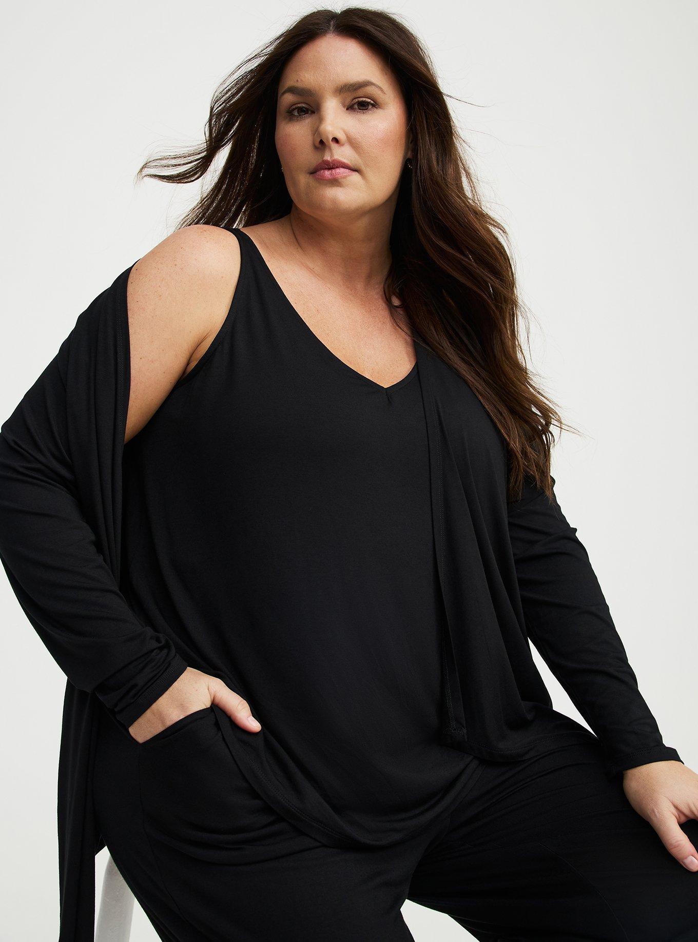 Super Soft Drape Front Cardigan, DEEP BLACK, alternate