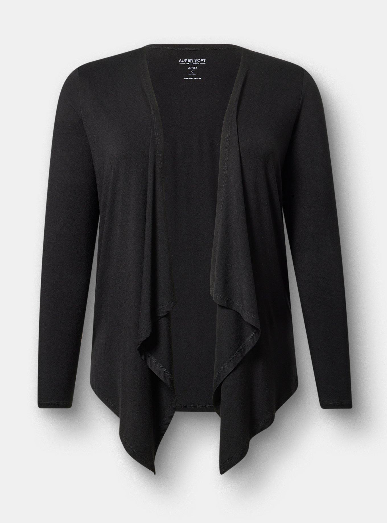 Super Soft Drape Front Cardigan, DEEP BLACK, hi-res