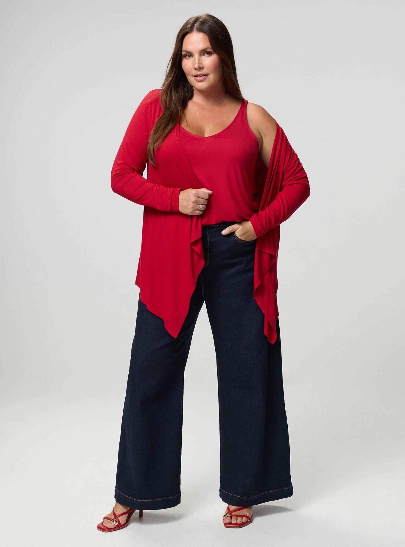 Super Soft Drape Front Cardigan, JESTER RED, alternate