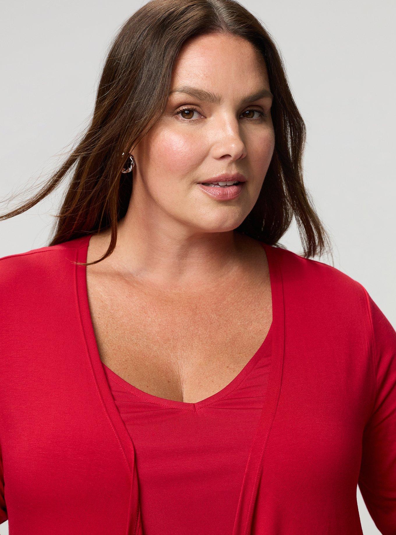 Super Soft Drape Front Cardigan, JESTER RED, alternate