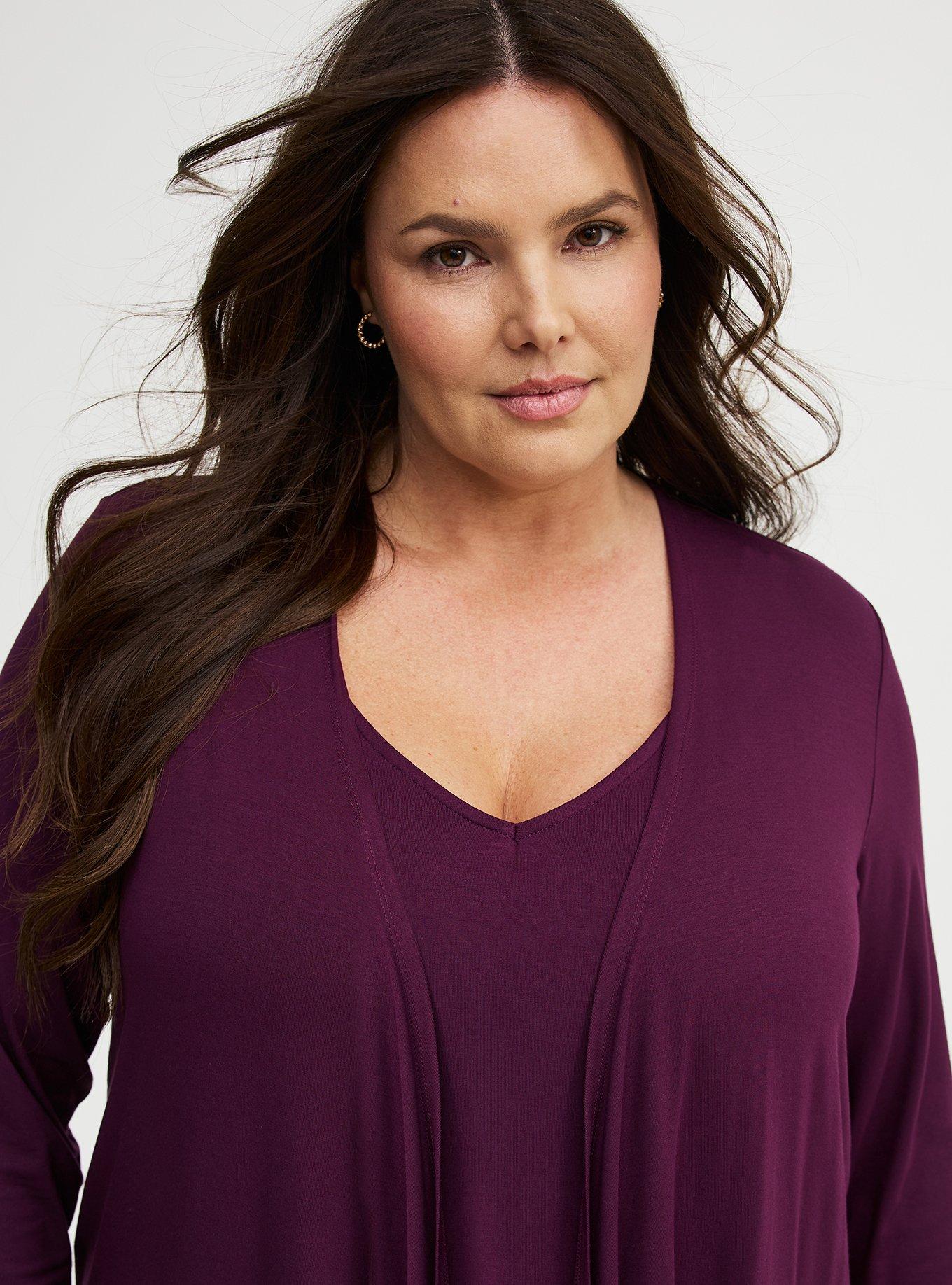 Super Soft Drape Front Cardigan, POTENT PURPLE, alternate