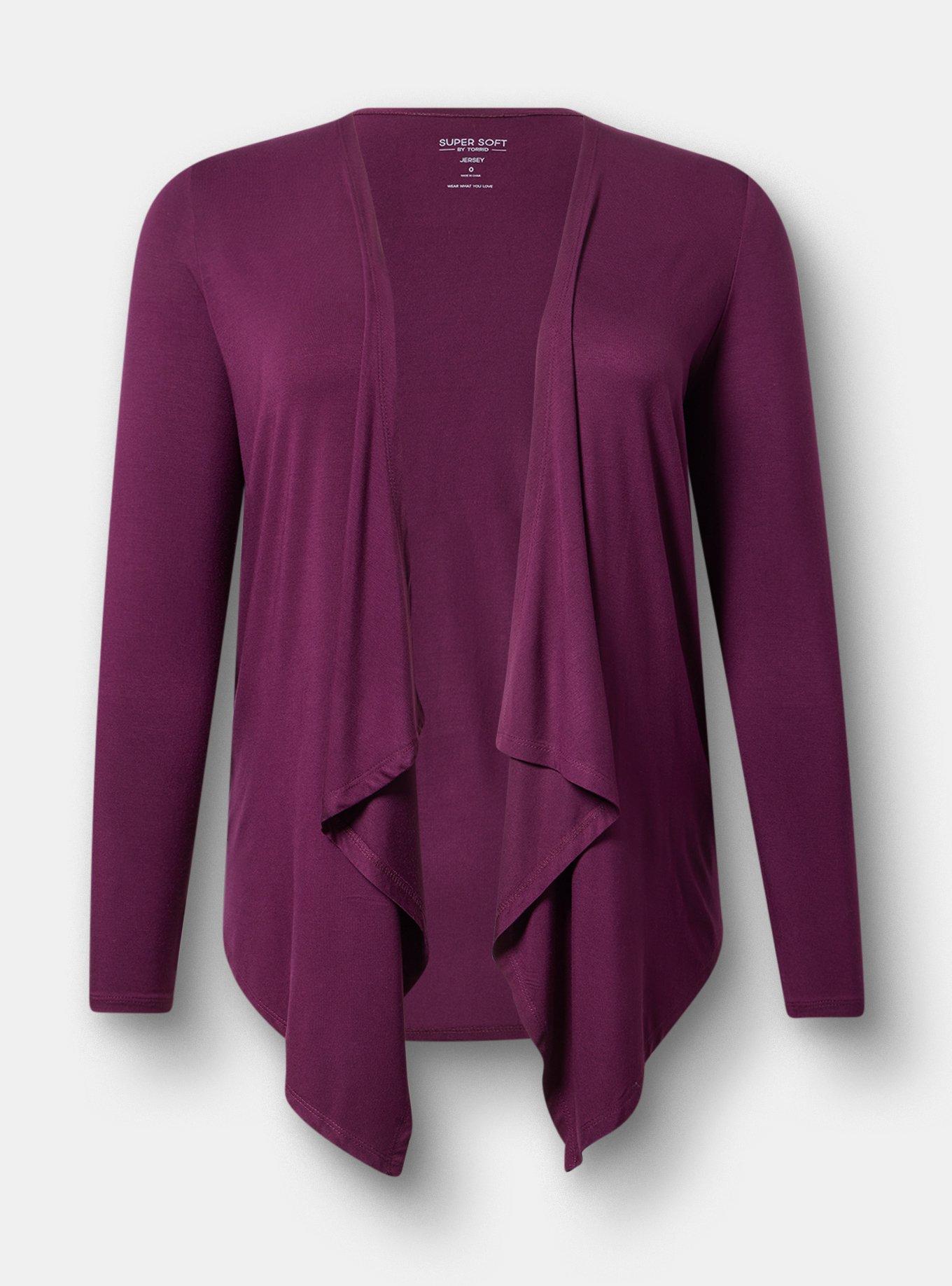 Super Soft Drape Front Cardigan, POTENT PURPLE, hi-res