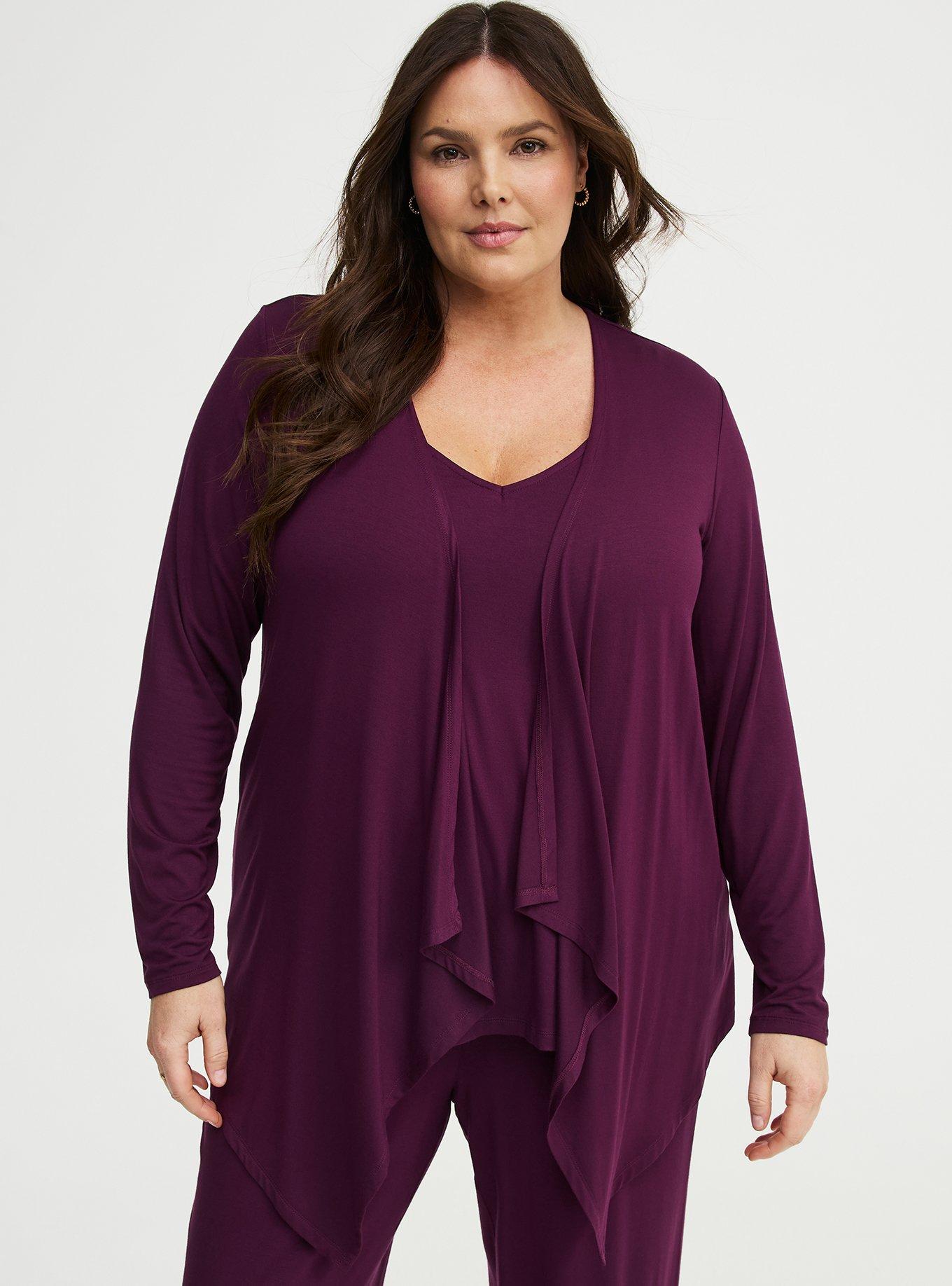 Super Soft Drape Front Cardigan, POTENT PURPLE, hi-res
