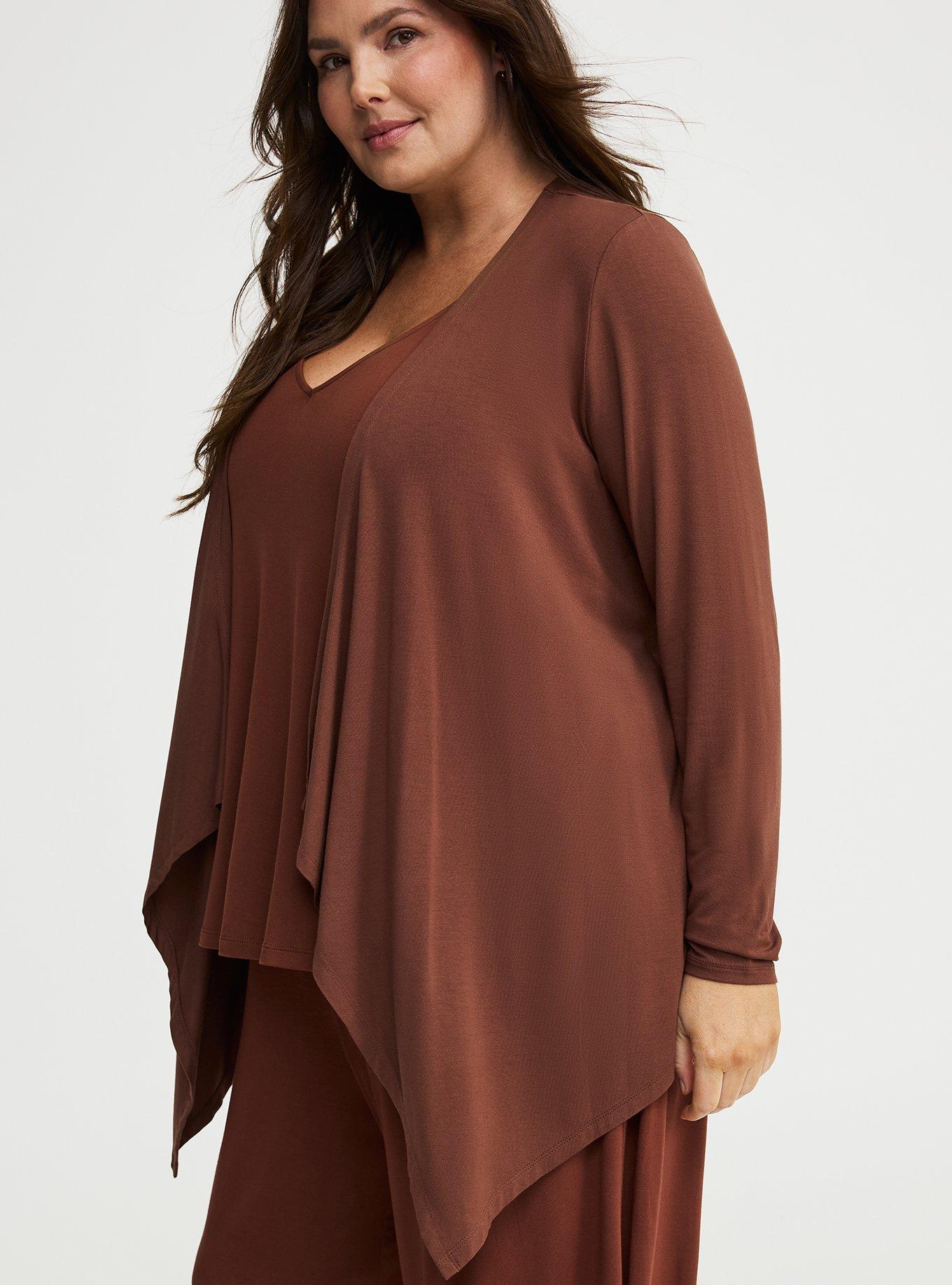 Super Soft Drape Front Cardigan, CAPPUCCINO, alternate