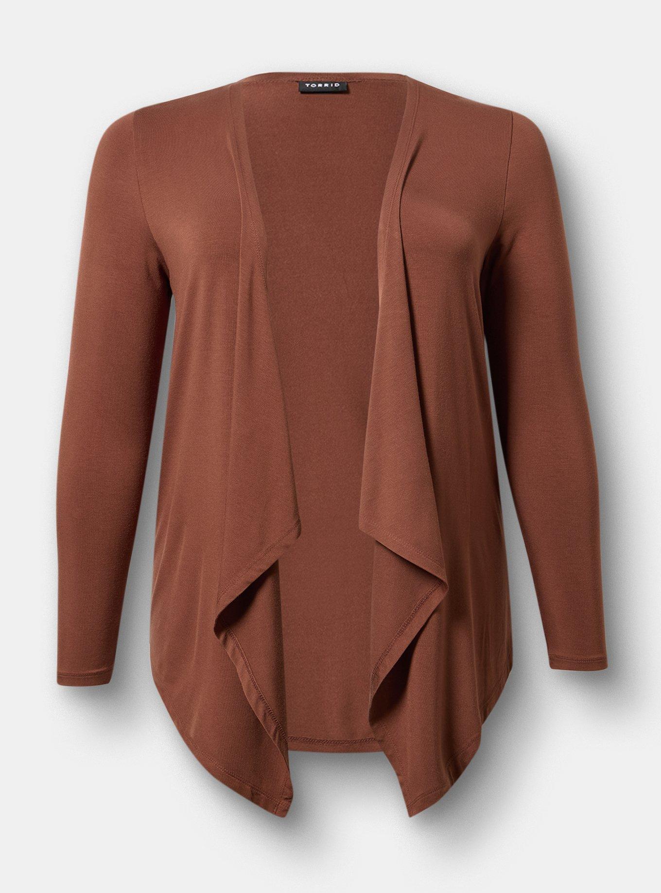 Super Soft Drape Front Cardigan, CAPPUCCINO, hi-res