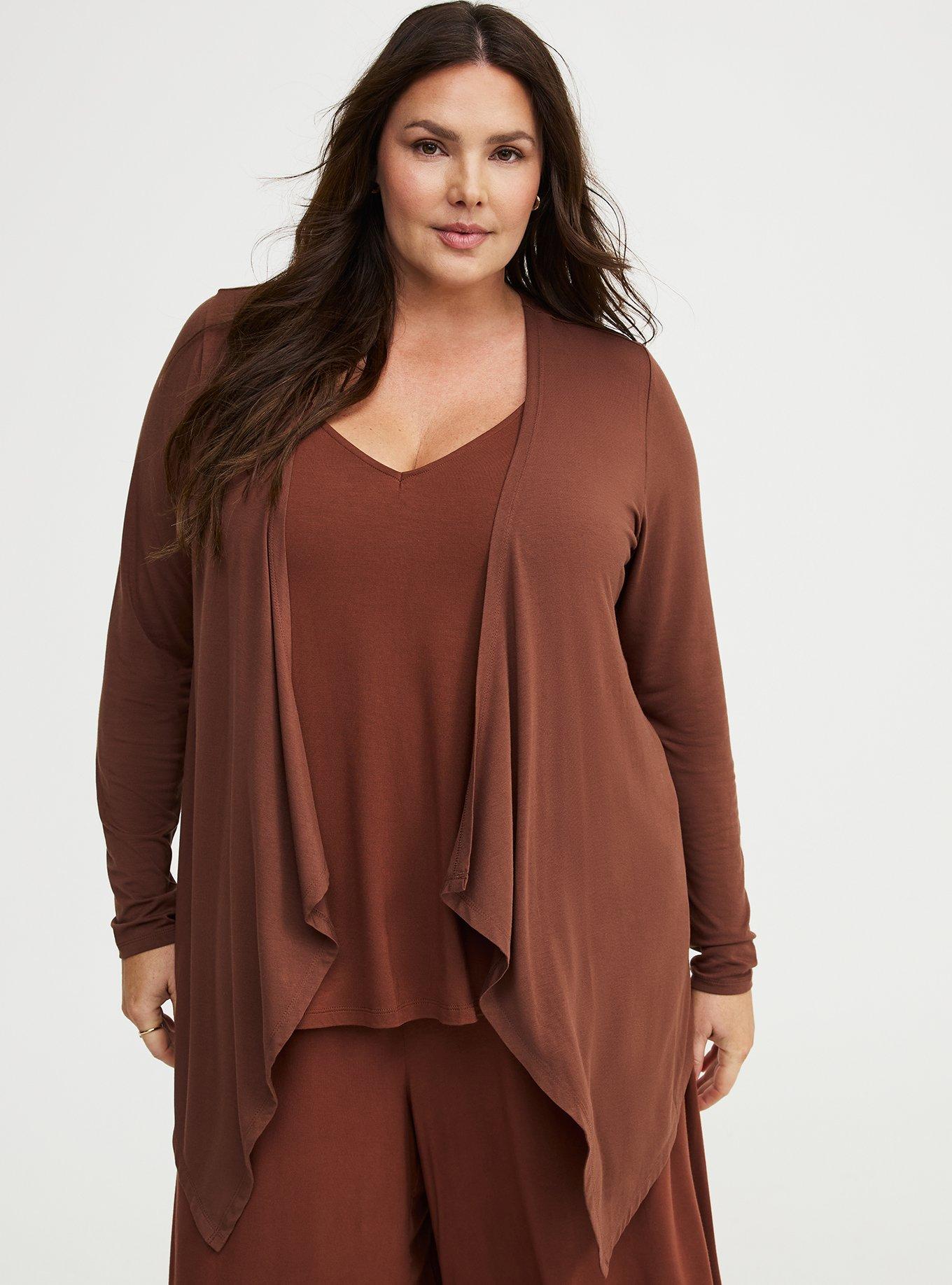 Super Soft Drape Front Cardigan, CAPPUCCINO, hi-res