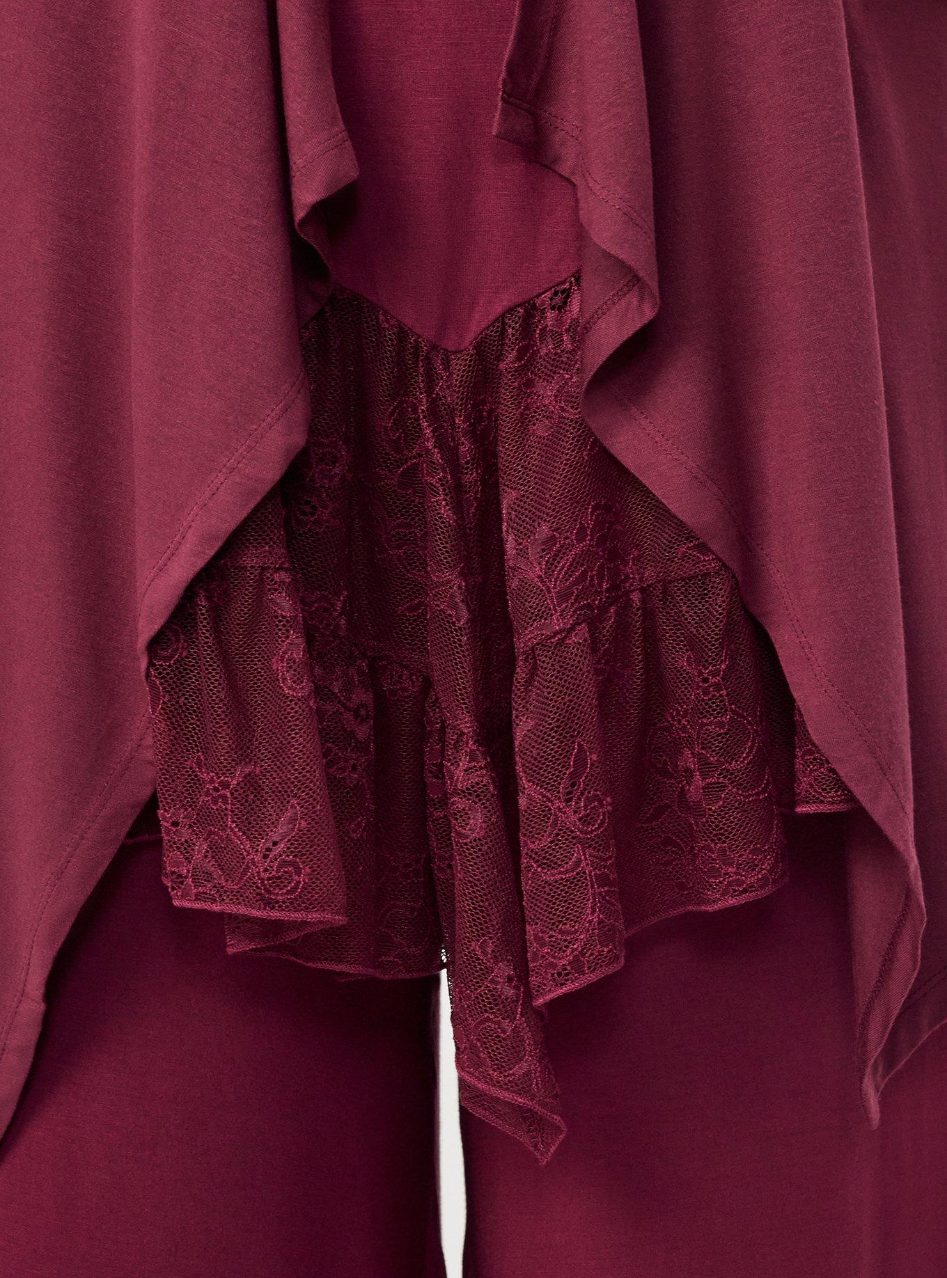 Plus Size Super Soft Drape Front Cardigan, MAROON BANNER, alternate