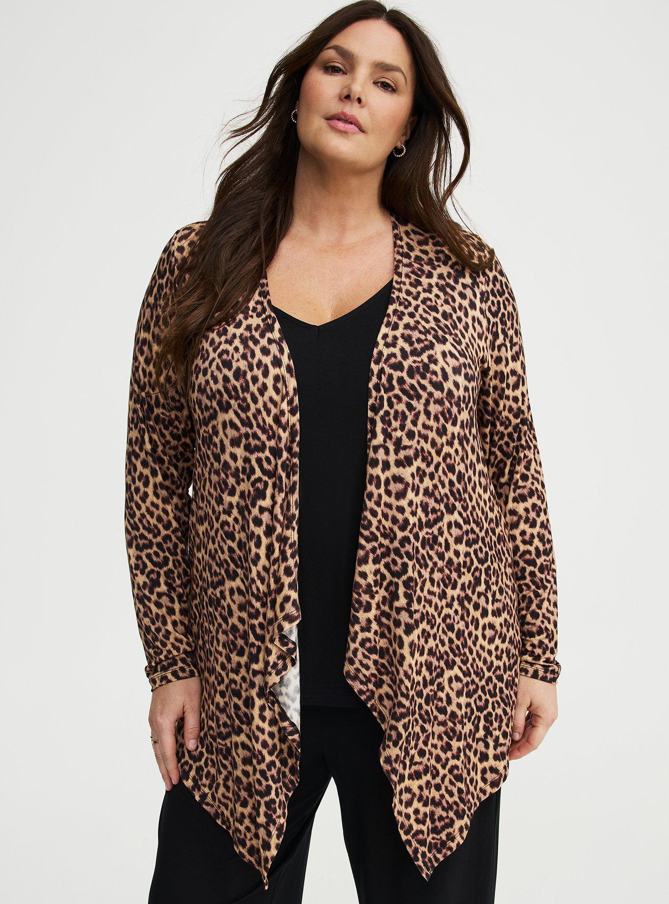 Super Soft Drape Front Cardigan, ON THE PROWL LEOPARD MULTI, hi-res