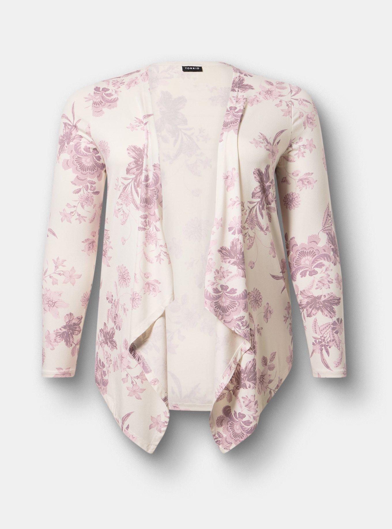 Super Soft Drape Front Cardigan, HOLIDAY VINES PINK, hi-res