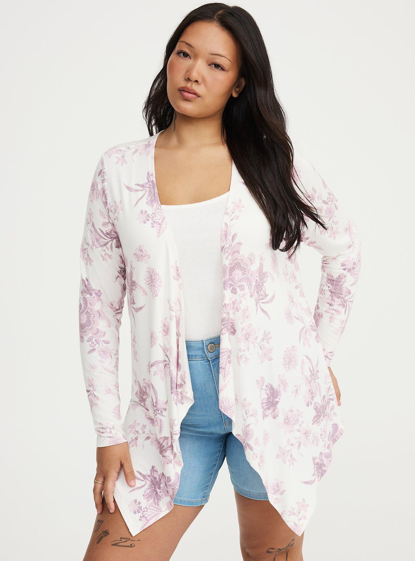 Super Soft Drape Front Cardigan, HOLIDAY VINES PINK, hi-res