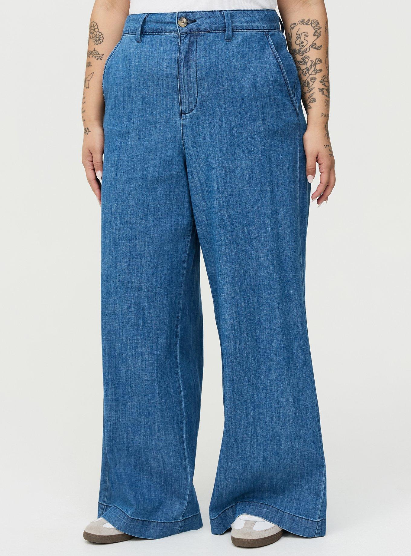 High-Rise Wide-Leg Lightweight Denim Trouser, MEDIUM WASH DENIM, alternate