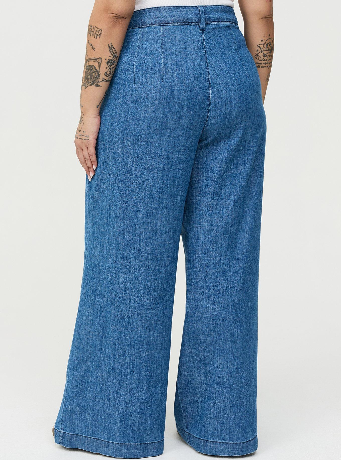 High-Rise Wide-Leg Lightweight Denim Trouser, MEDIUM WASH DENIM, alternate