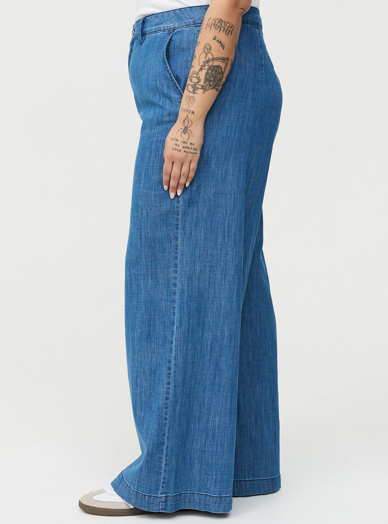 High-Rise Wide-Leg Lightweight Denim Trouser, MEDIUM WASH DENIM, alternate