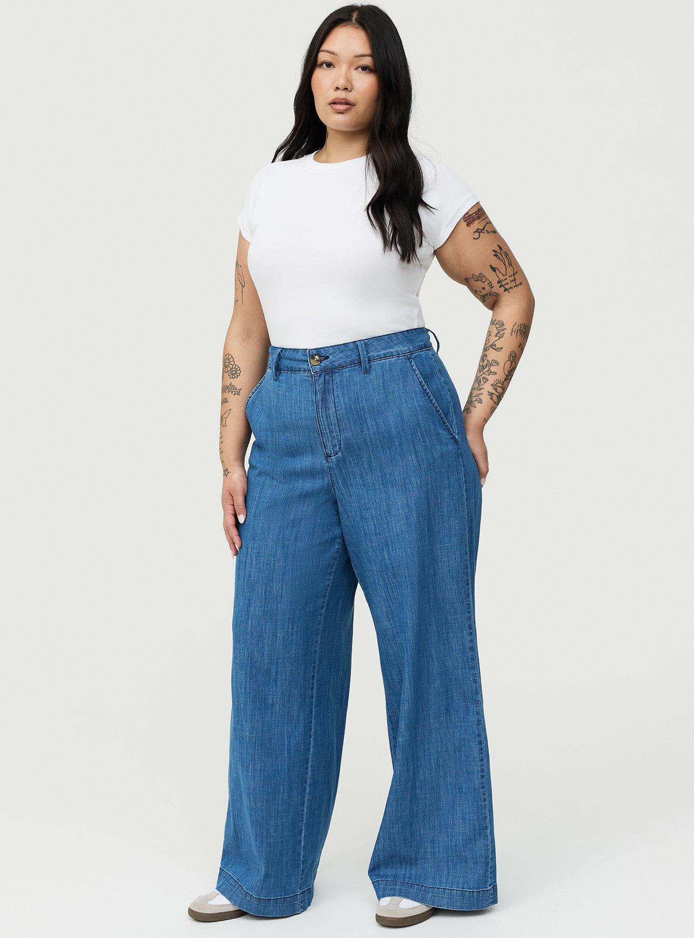 High-Rise Wide-Leg Lightweight Denim Trouser, MEDIUM WASH DENIM, alternate