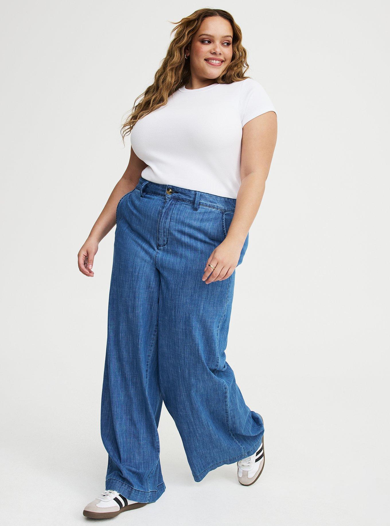 High-Rise Wide-Leg Lightweight Denim Trouser, MEDIUM WASH DENIM, alternate