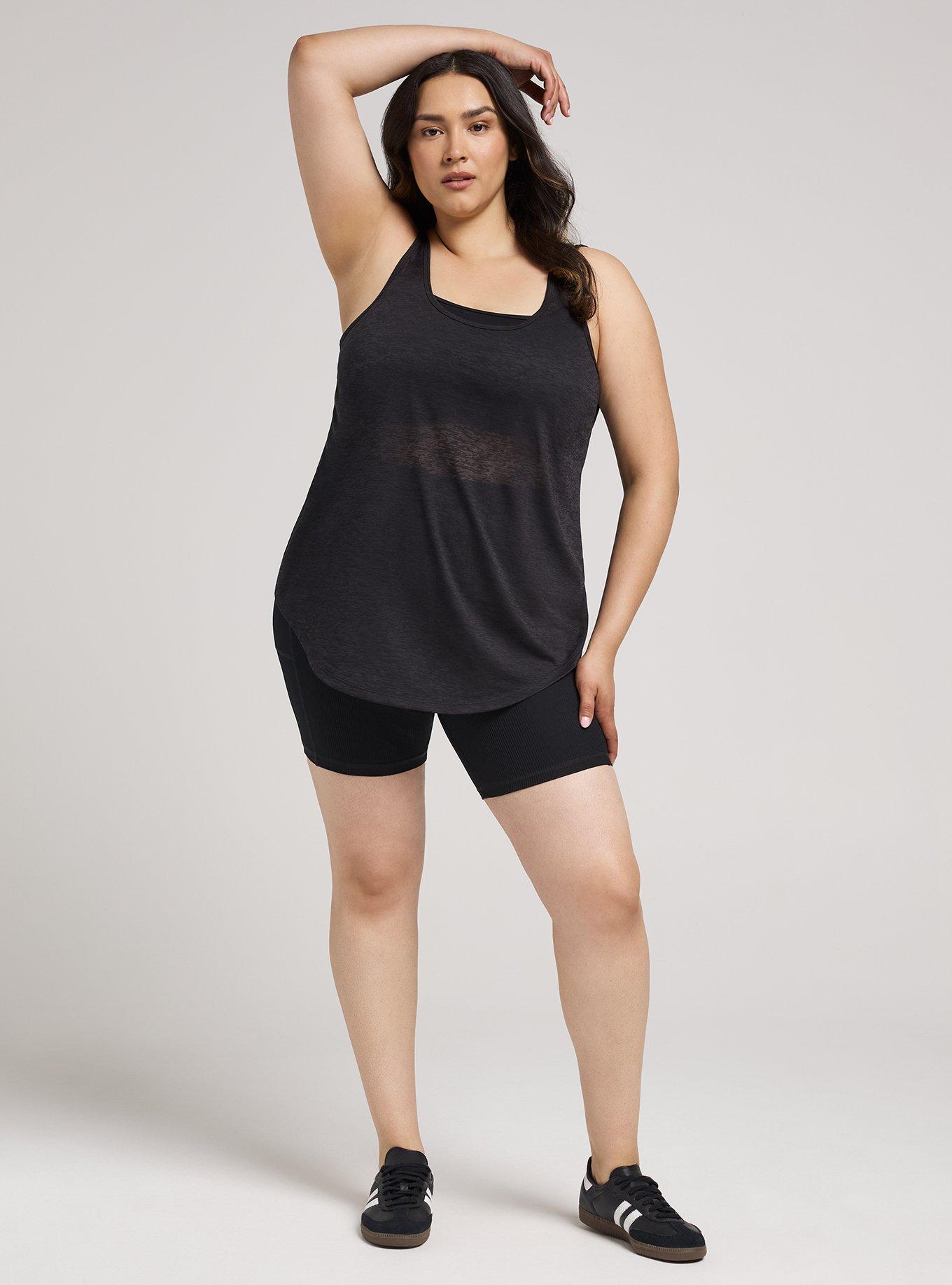 TRU Burnout Racerback Active Tank With Bra, DEEP BLACK, alternate