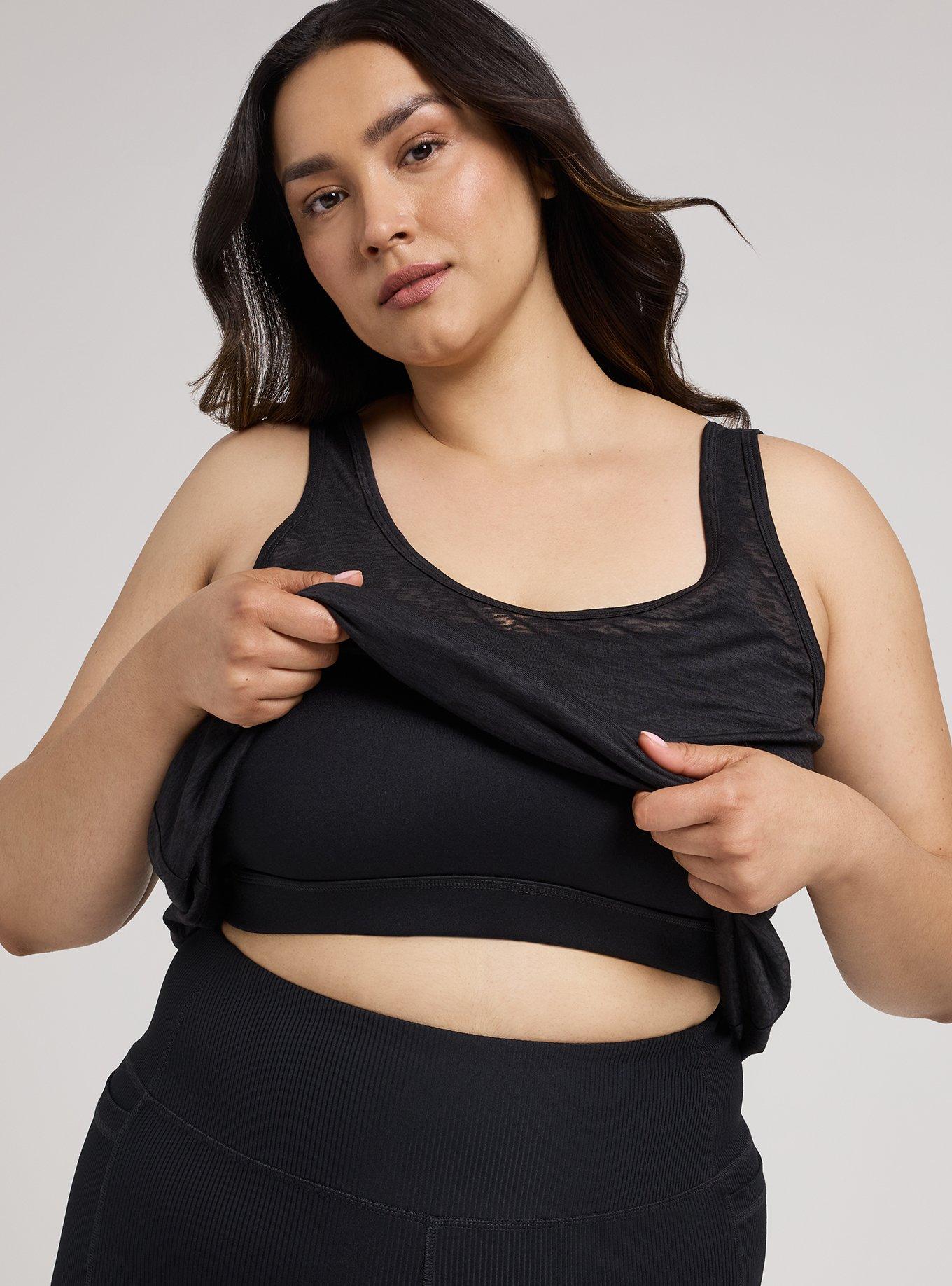 TRU Burnout Racerback Active Tank With Bra, DEEP BLACK, alternate