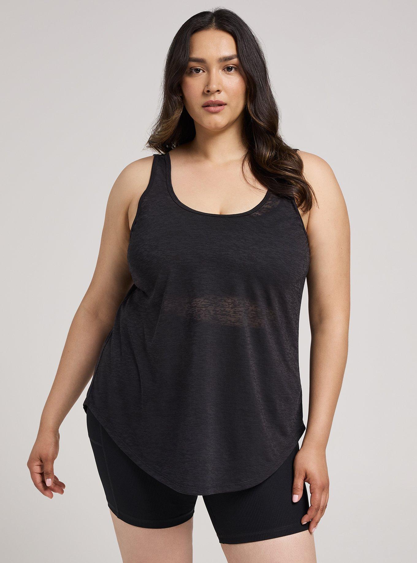 TRU Burnout Racerback Active Tank With Bra, DEEP BLACK, hi-res