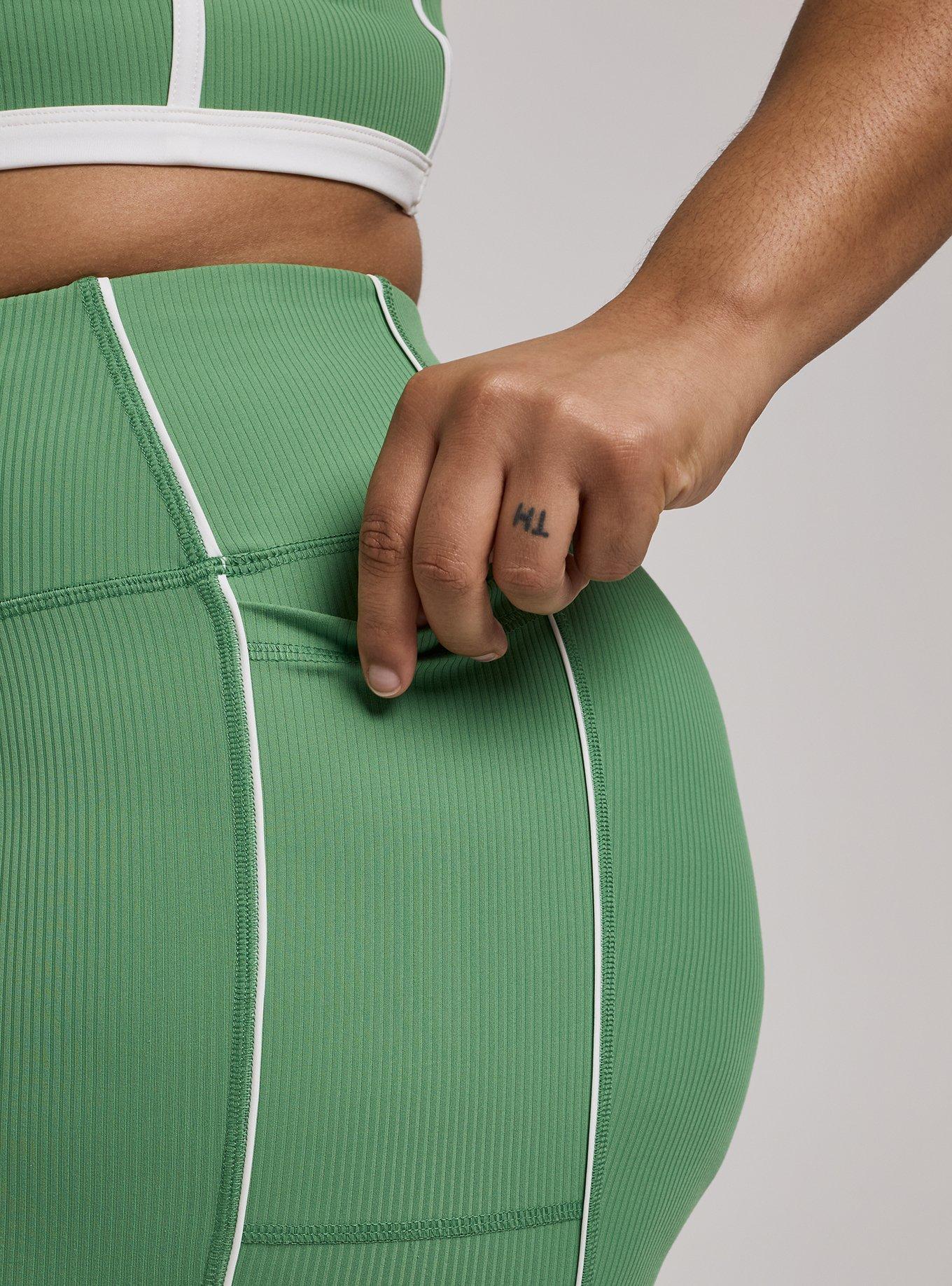 TRU Performance Rib 7'' Active Bike Short With Piping, STONE GREEN, alternate