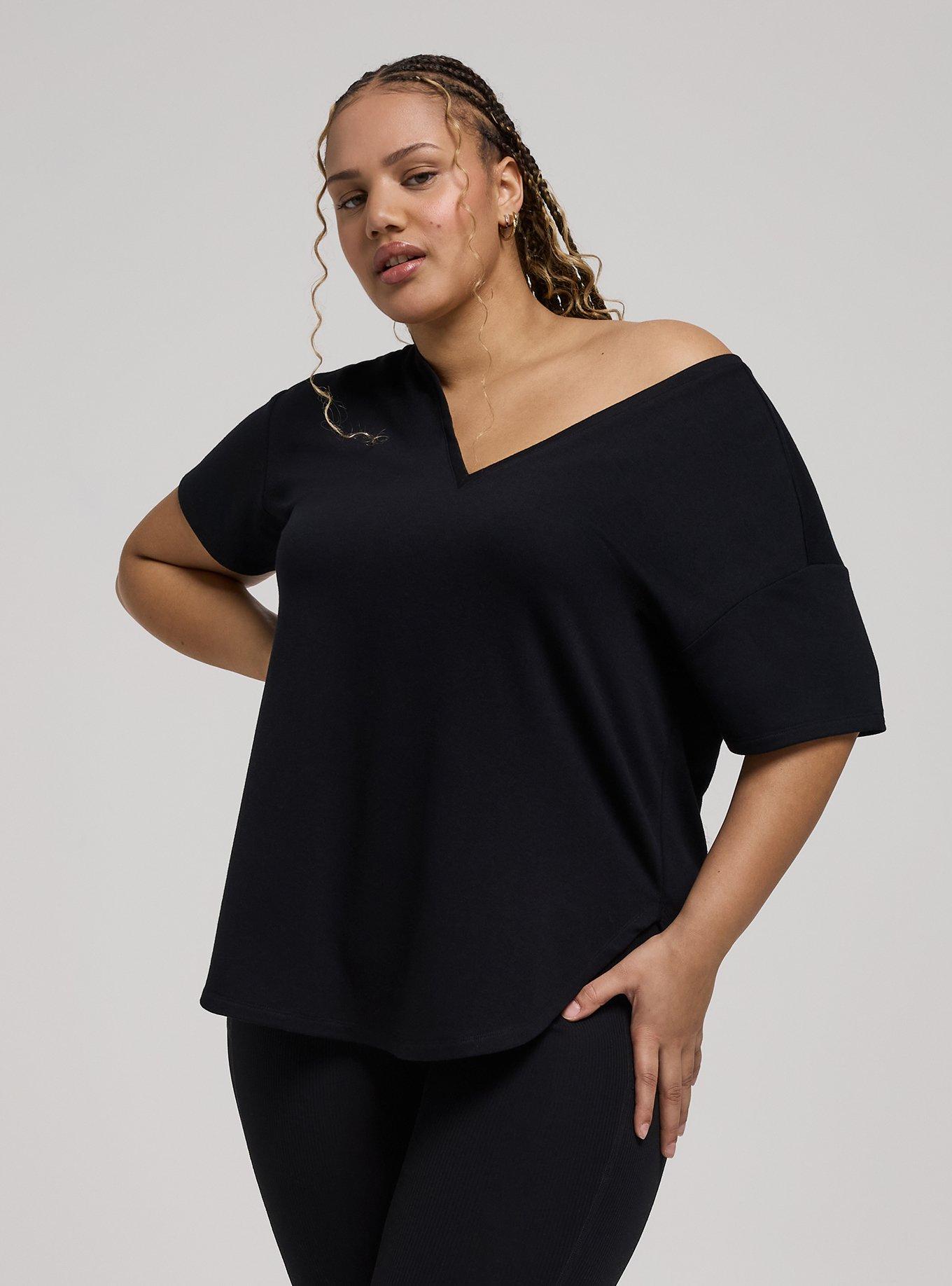 TRU Light Weight French Terry Active Tunic Tee, DEEP BLACK, alternate