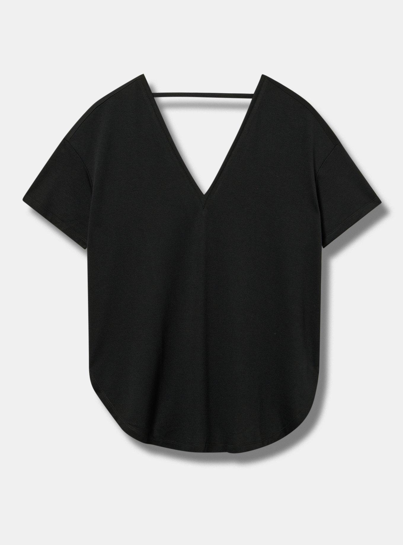 TRU Lightweight French Terry Active Tunic Tee, DEEP BLACK, flat