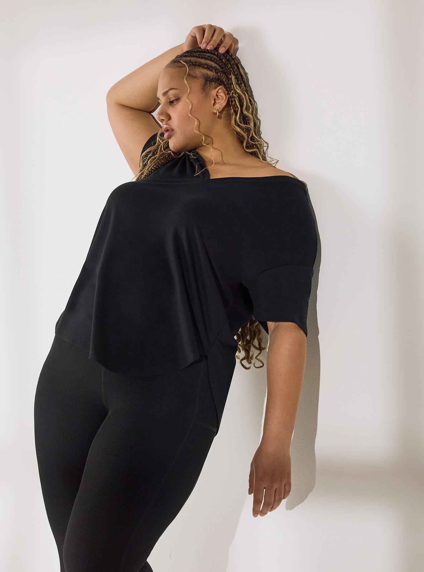 TRU Light Weight French Terry Active Tunic Tee, DEEP BLACK, hi-res