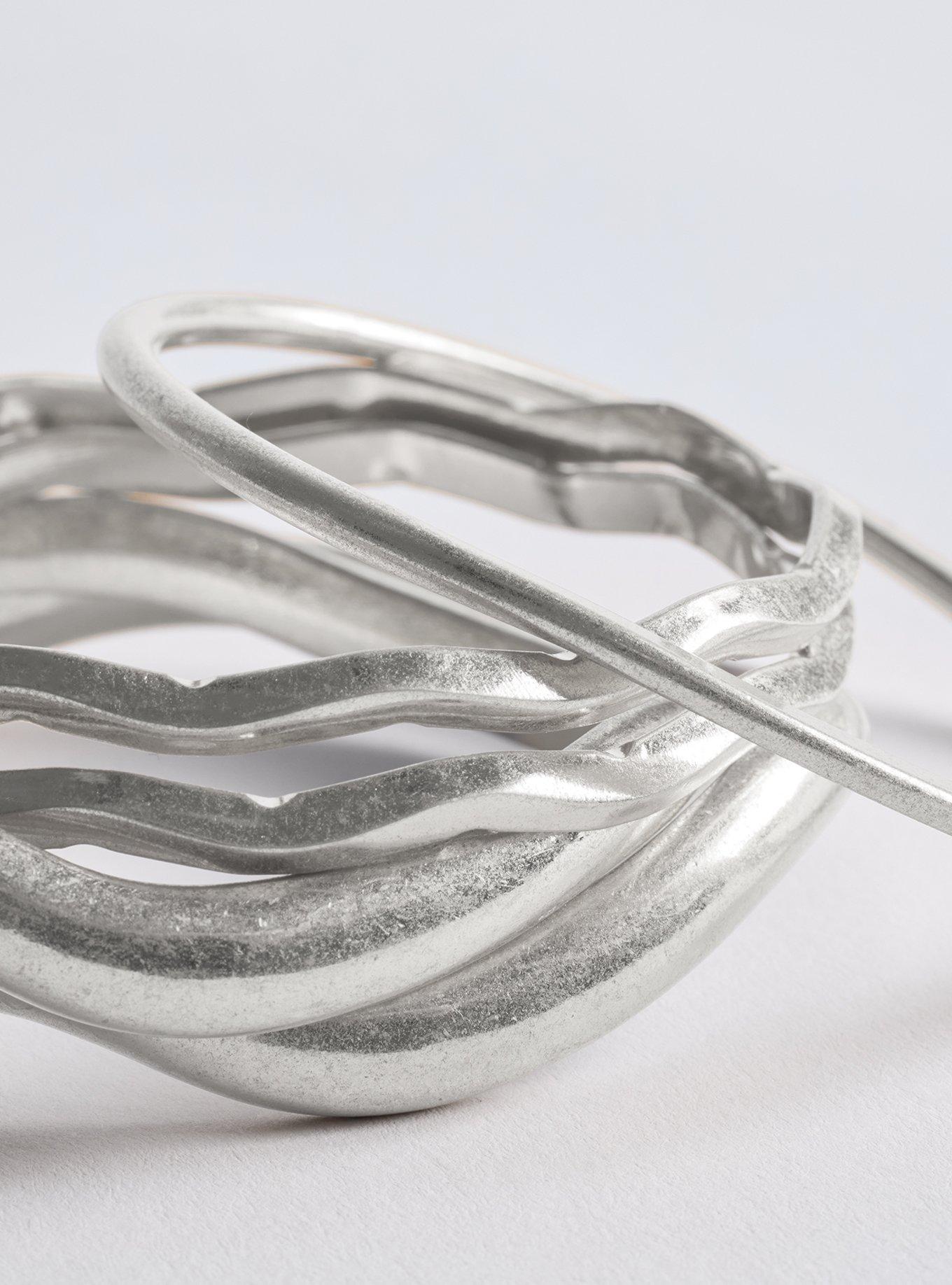 Organic Bangle Set, SILVER, alternate