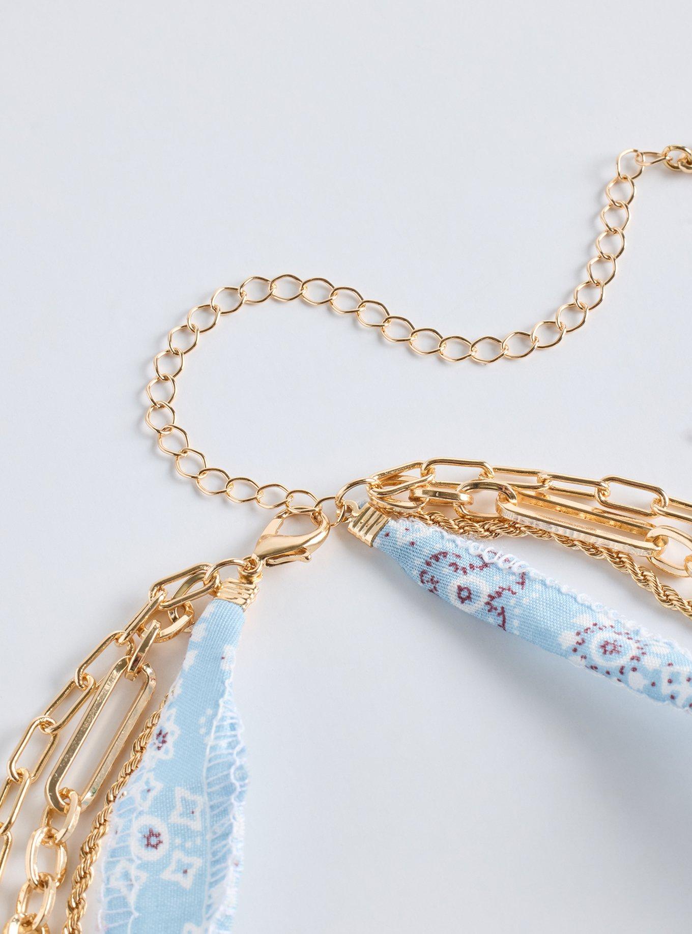 Scarf Layered Charm Necklace, , alternate