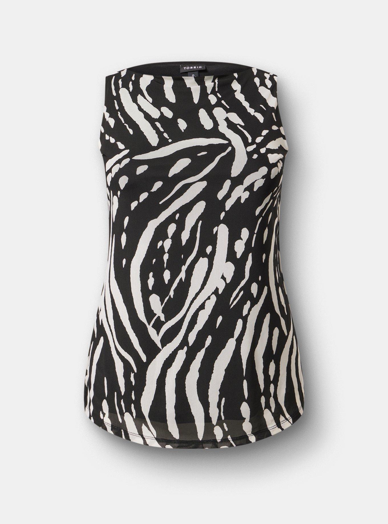 Mesh Boat Neck Tank, ABSTRACT SPLATTER BLACK, hi-res