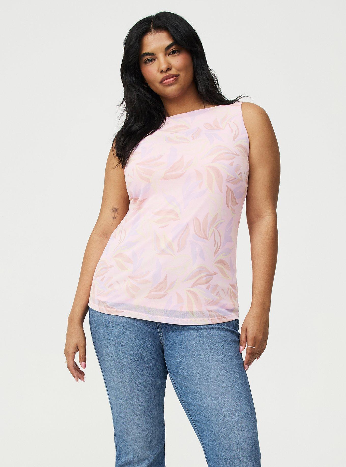 Mesh Boat Neck Tank, SWAYING LEAVES MULTI, alternate