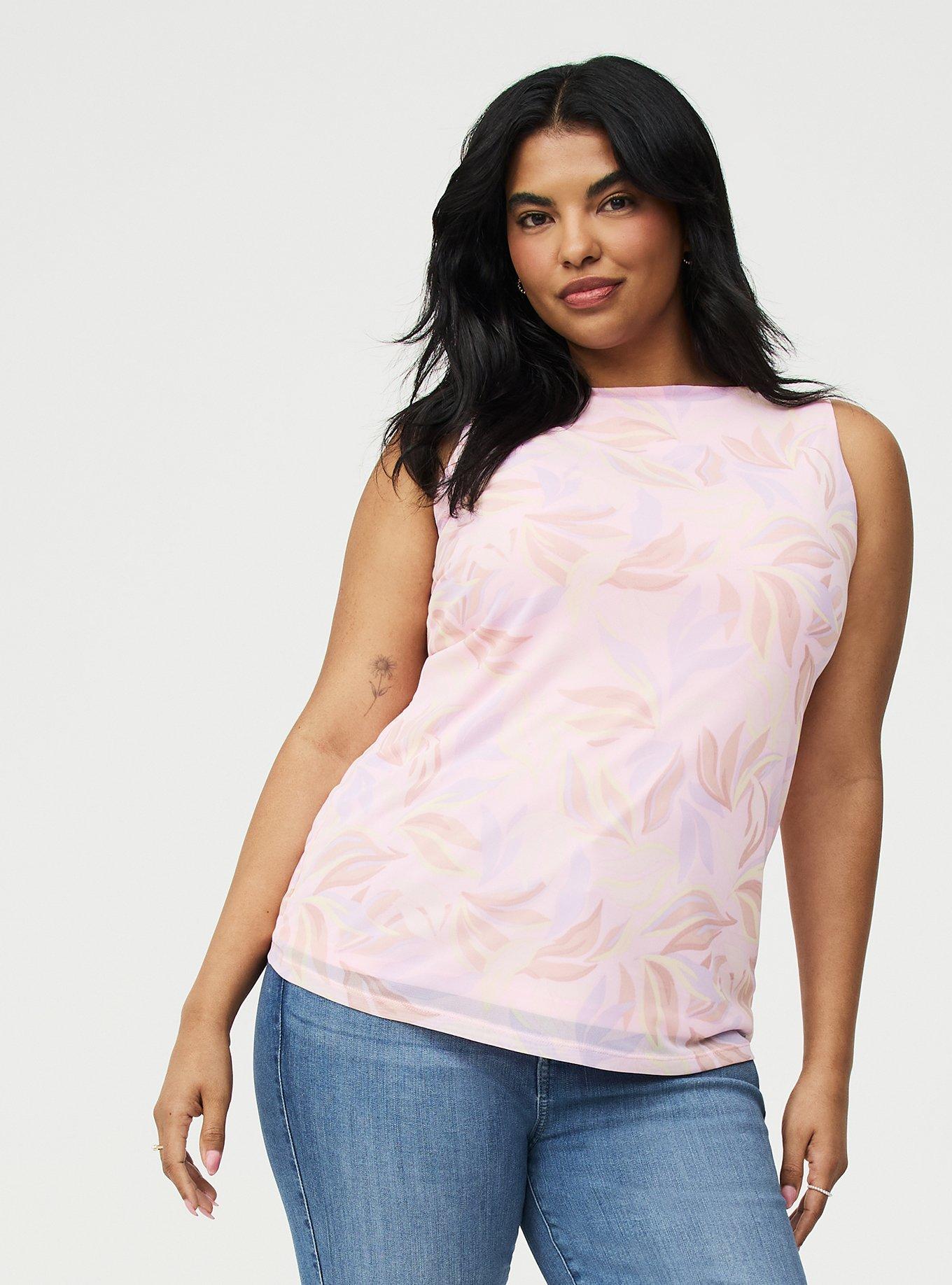 Mesh Boat Neck Tank, SWAYING LEAVES MULTI, alternate