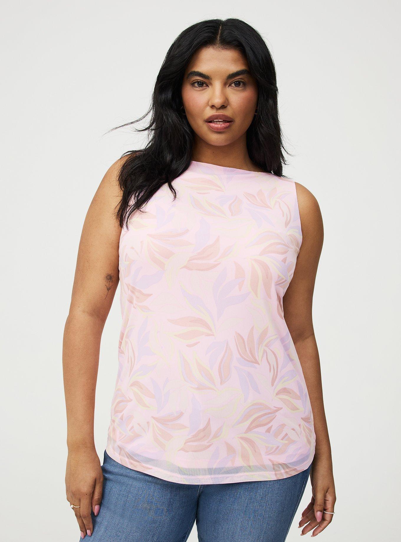 Mesh Boat Neck Tank, SWAYING LEAVES MULTI, hi-res
