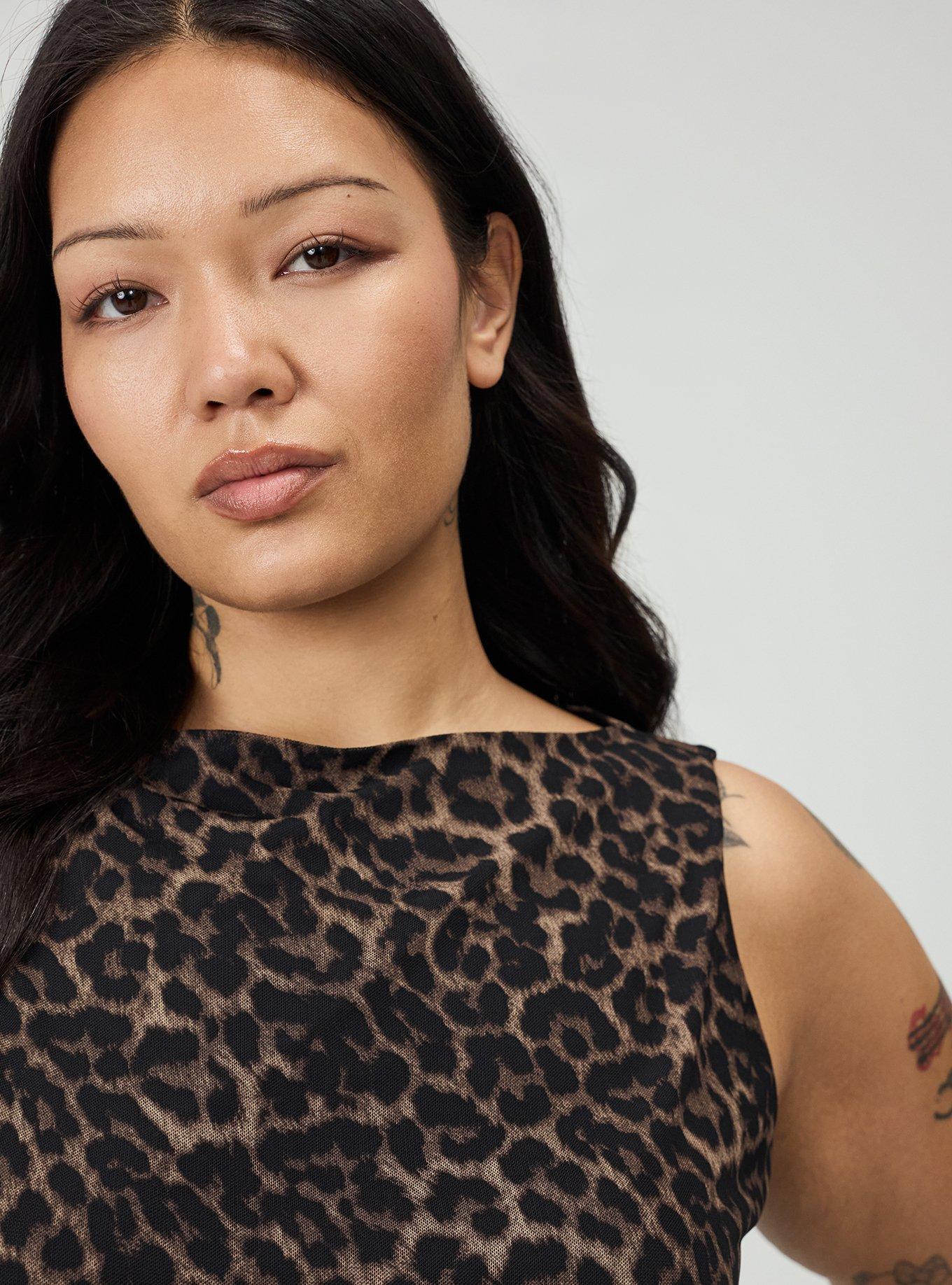 Studio Mesh Boat Neck Tank, ON THE PROWL LEOPARD BROWN, alternate