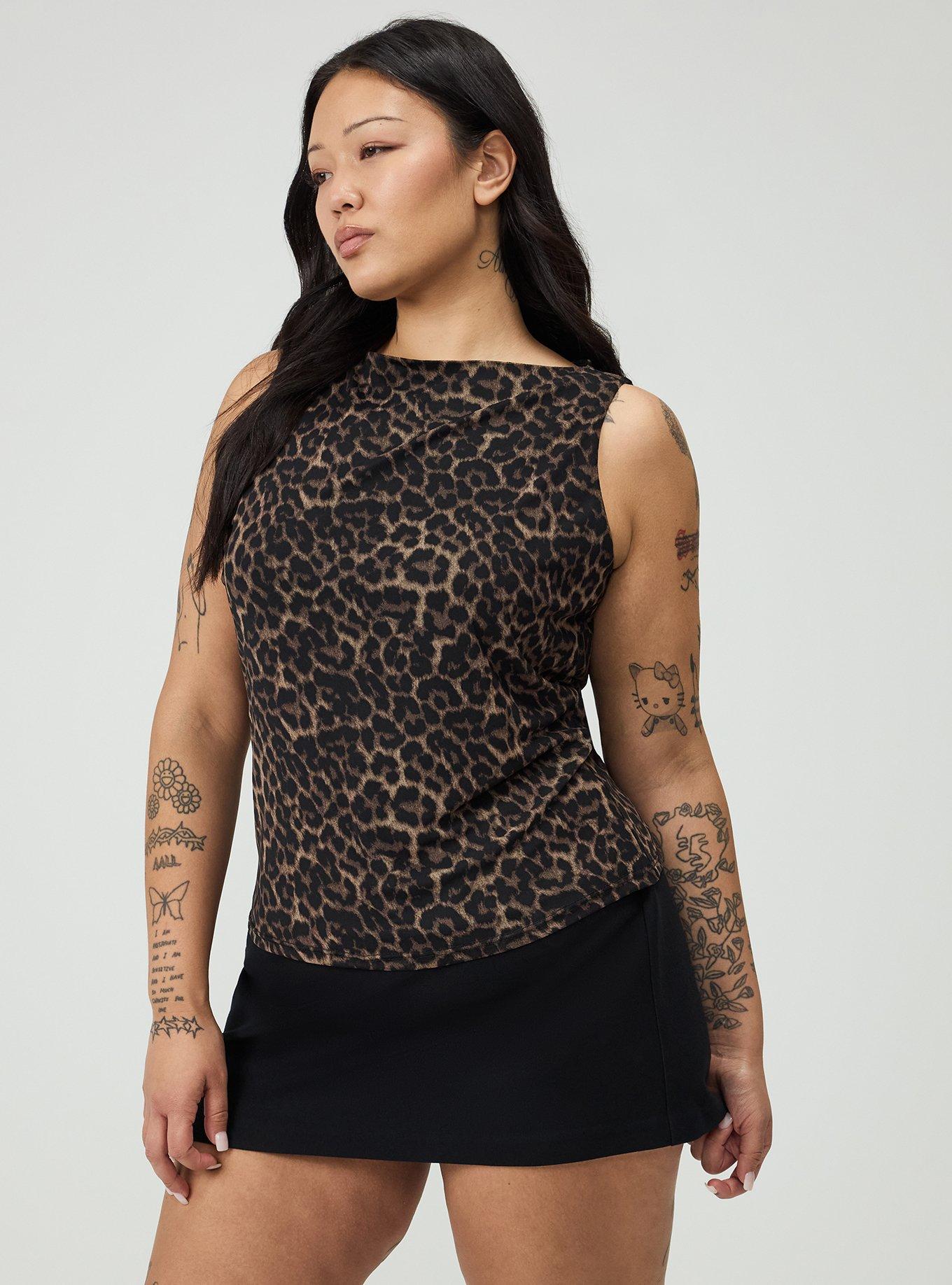Studio Mesh Boat Neck Tank, ON THE PROWL LEOPARD BROWN, alternate