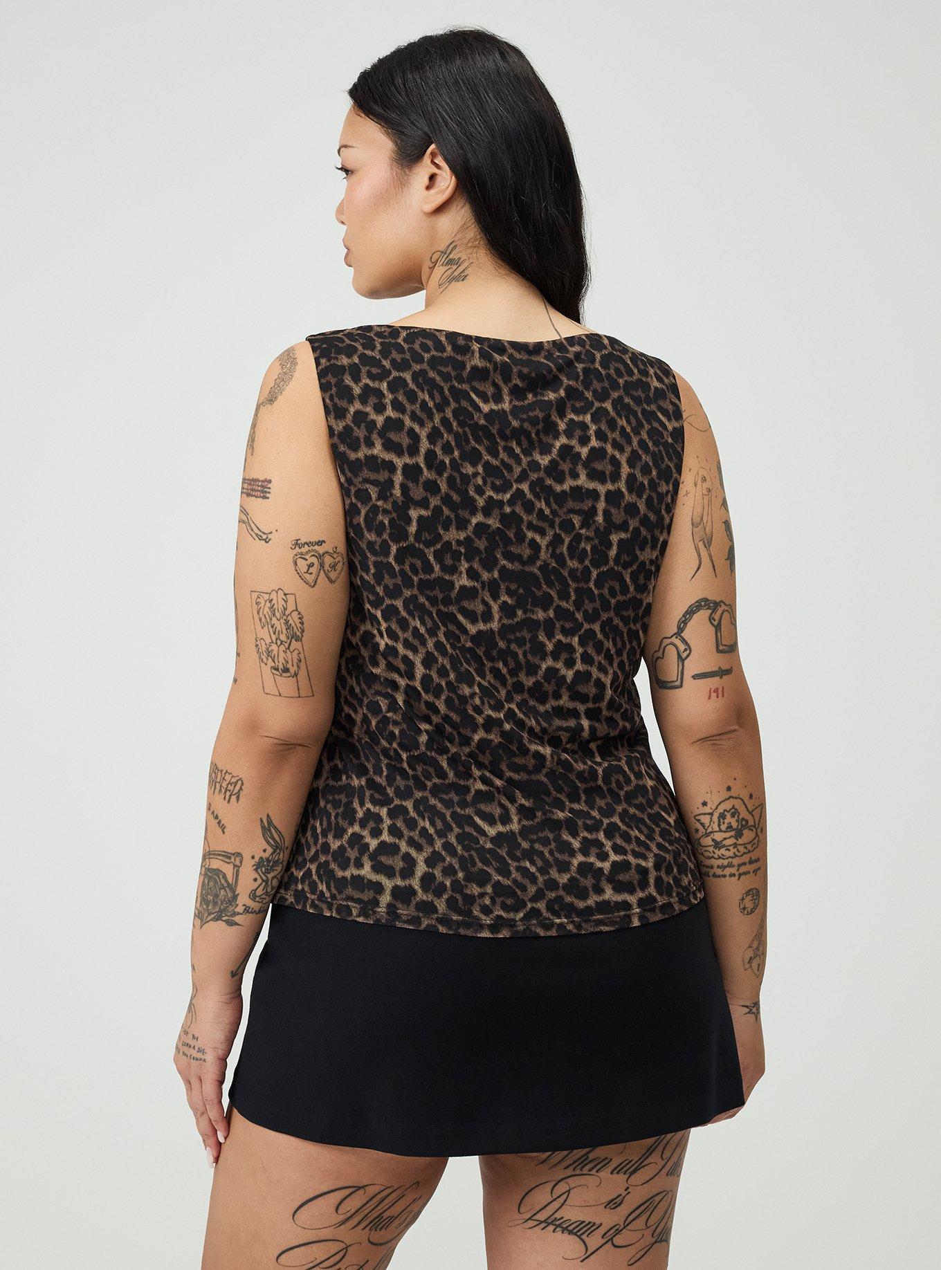 Studio Mesh Boat Neck Tank, ON THE PROWL LEOPARD BROWN, alternate