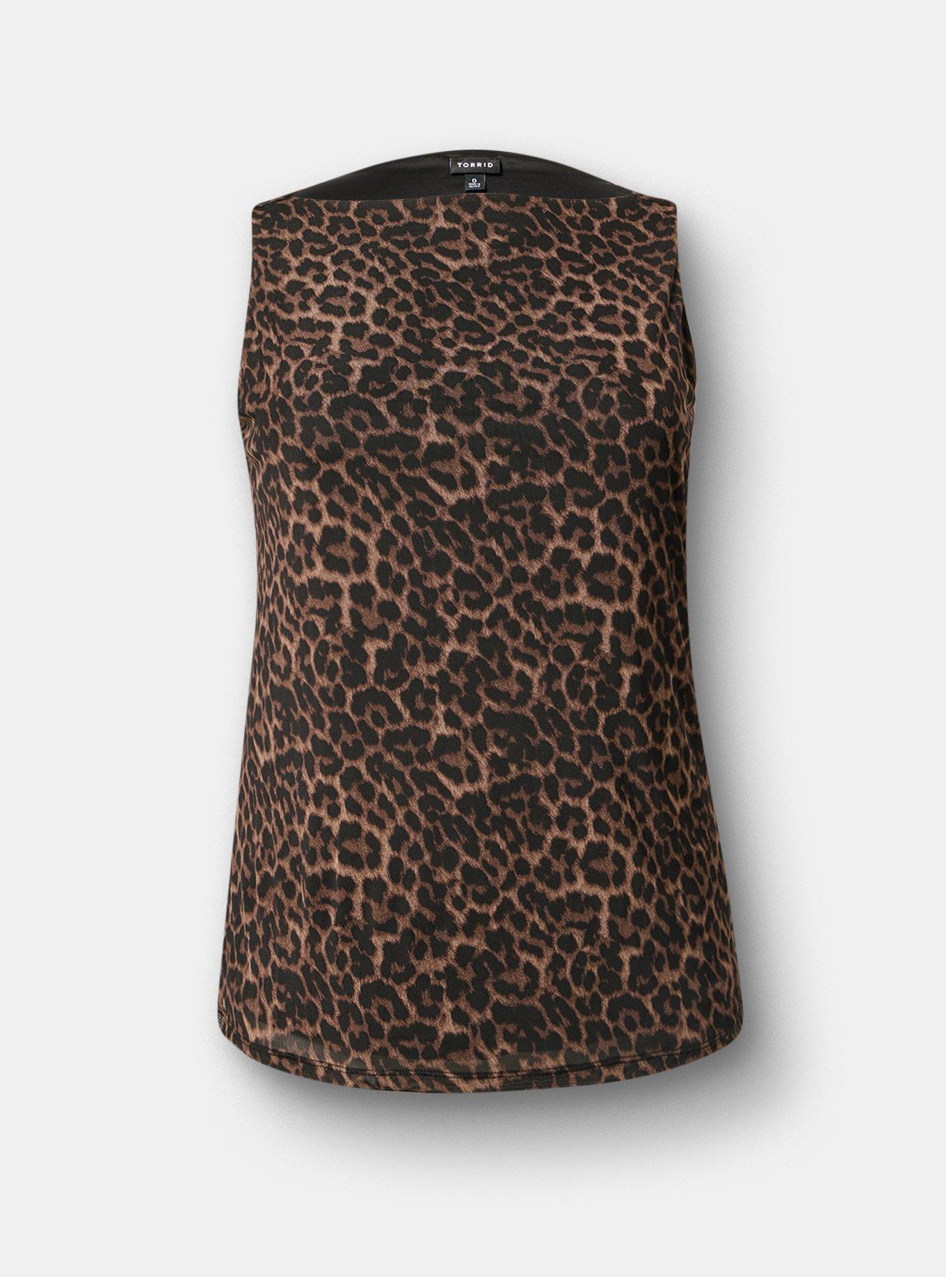 Studio Mesh Boat Neck Tank, ON THE PROWL LEOPARD BROWN, flat