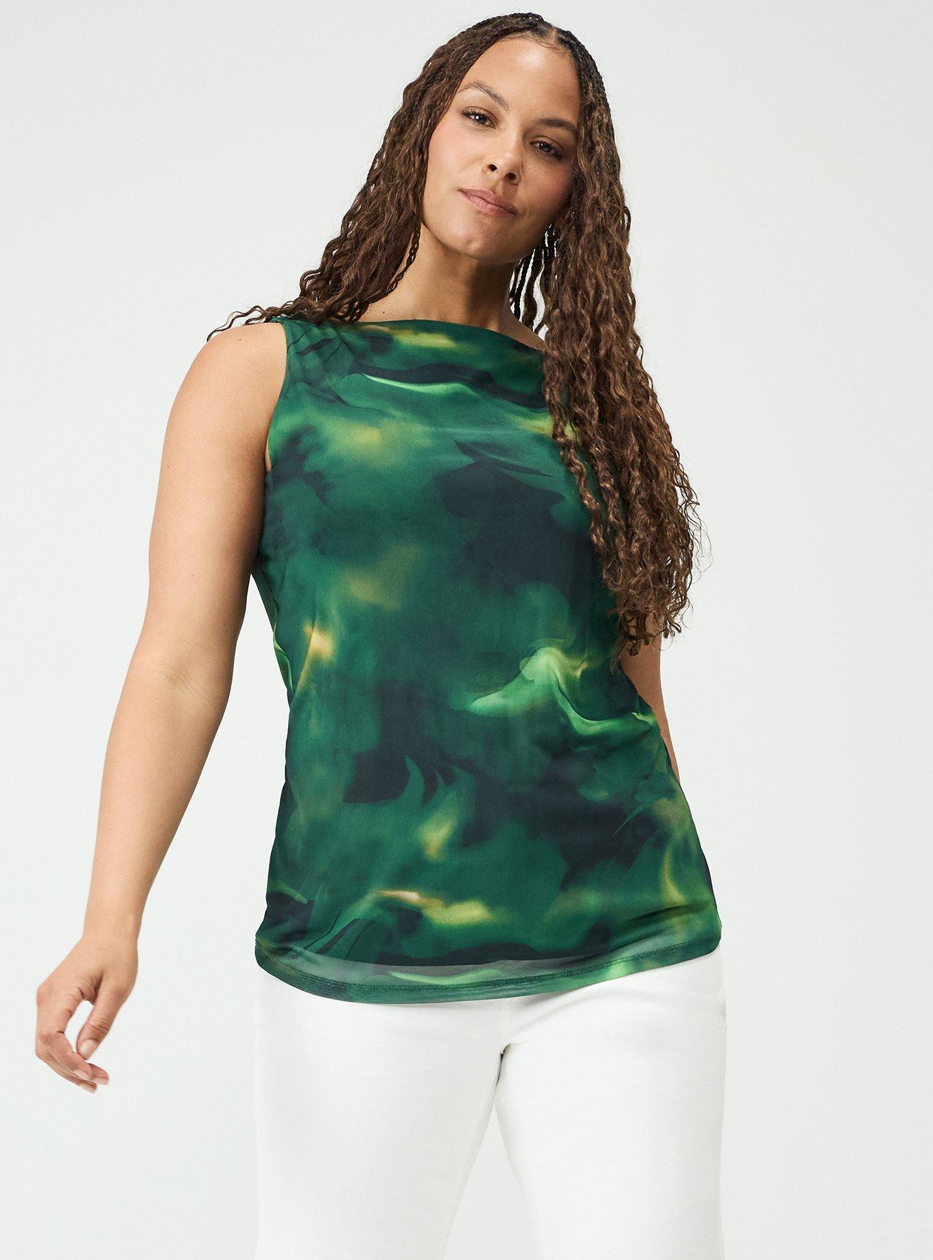 Studio Mesh Boat Neck Tank, NORTHERN LIGHTS GREEN, alternate