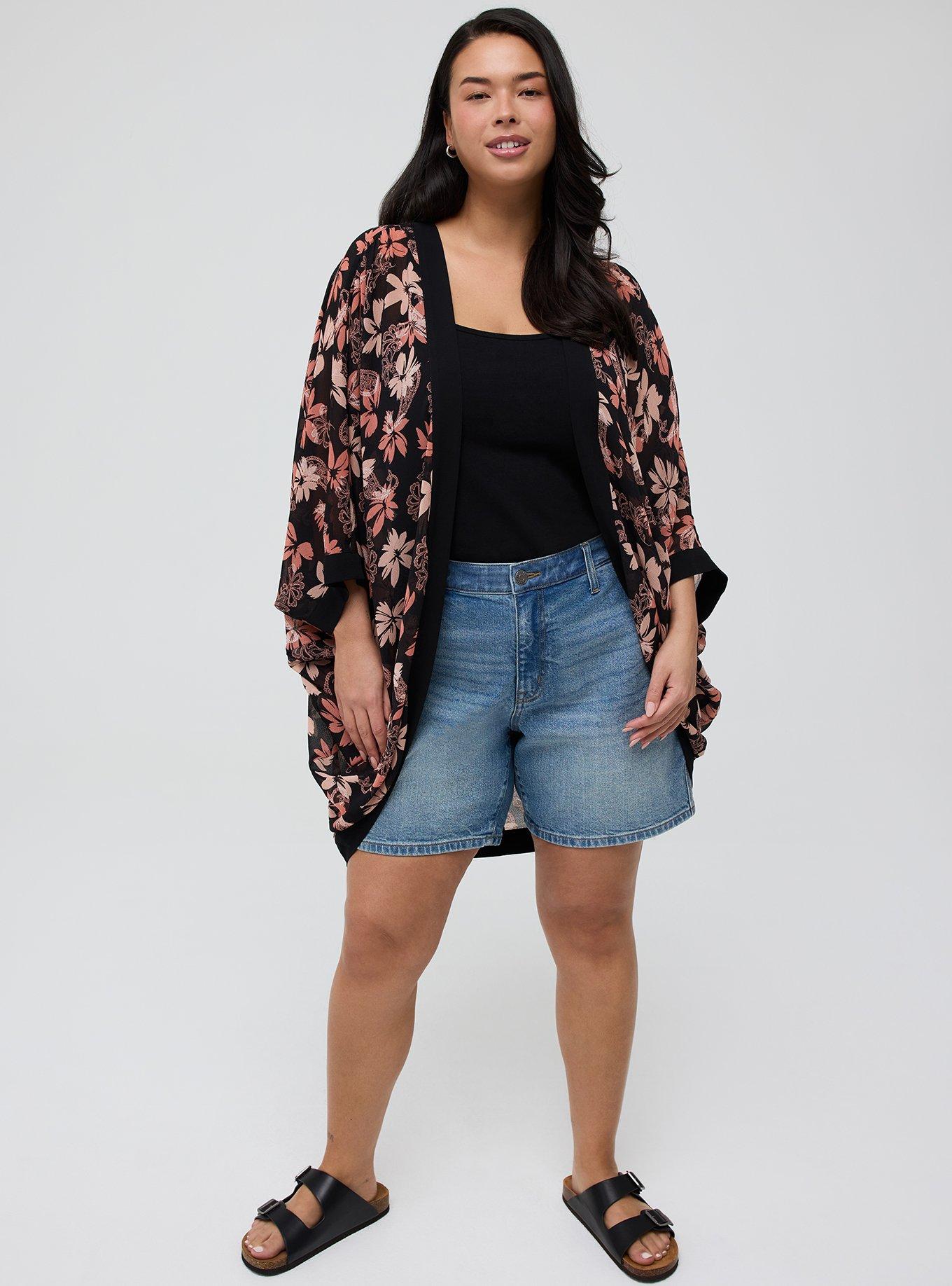 Cocoon Kimono, BACKLIGHT PAISLEY FLORAL BLACK, alternate