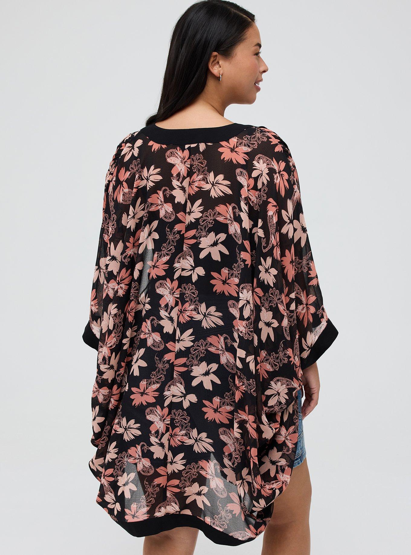 Cocoon Kimono, BACKLIGHT PAISLEY FLORAL BLACK, alternate
