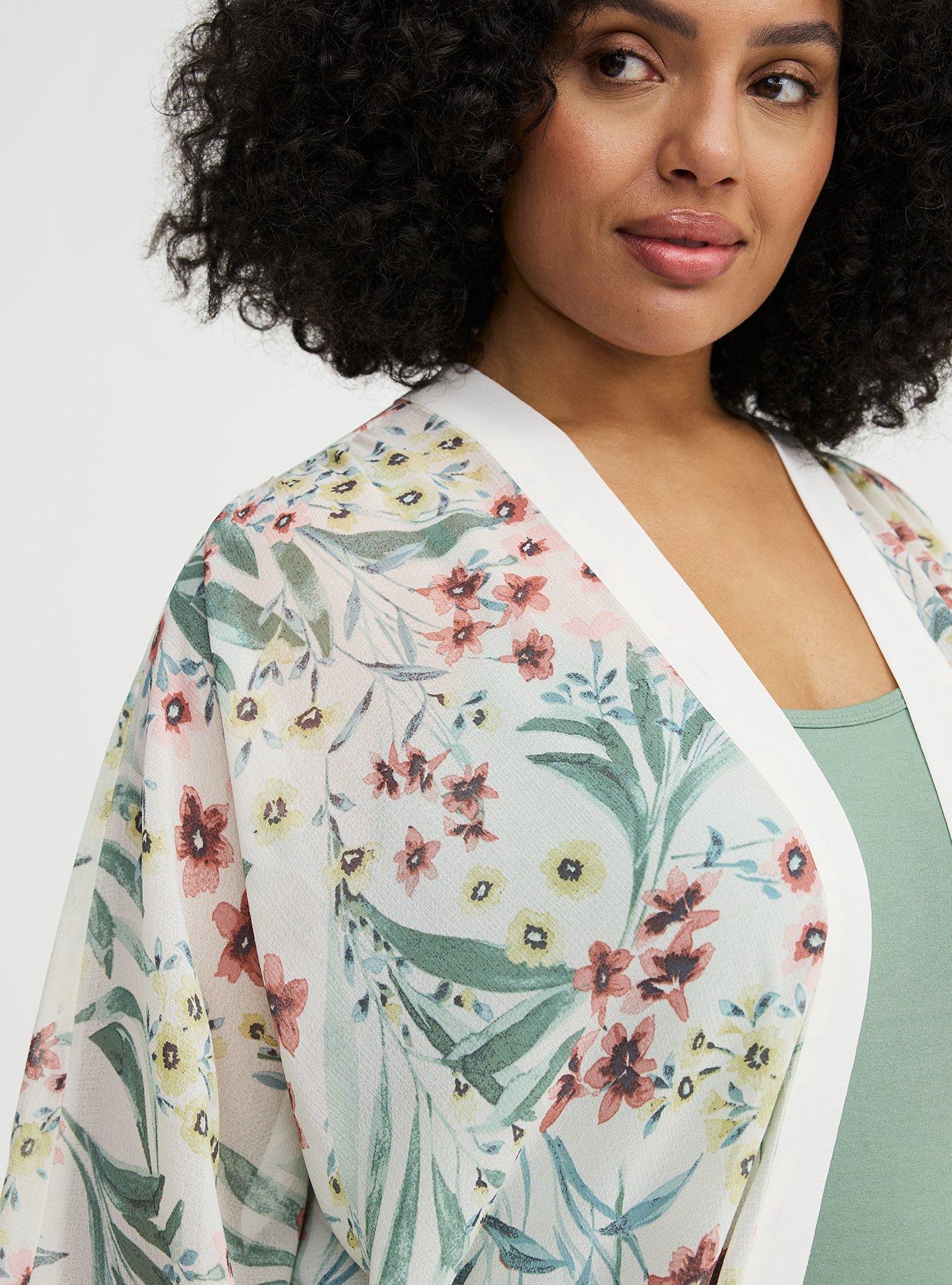 Cocoon Kimono, FAWNA FLORAL IVORY, alternate