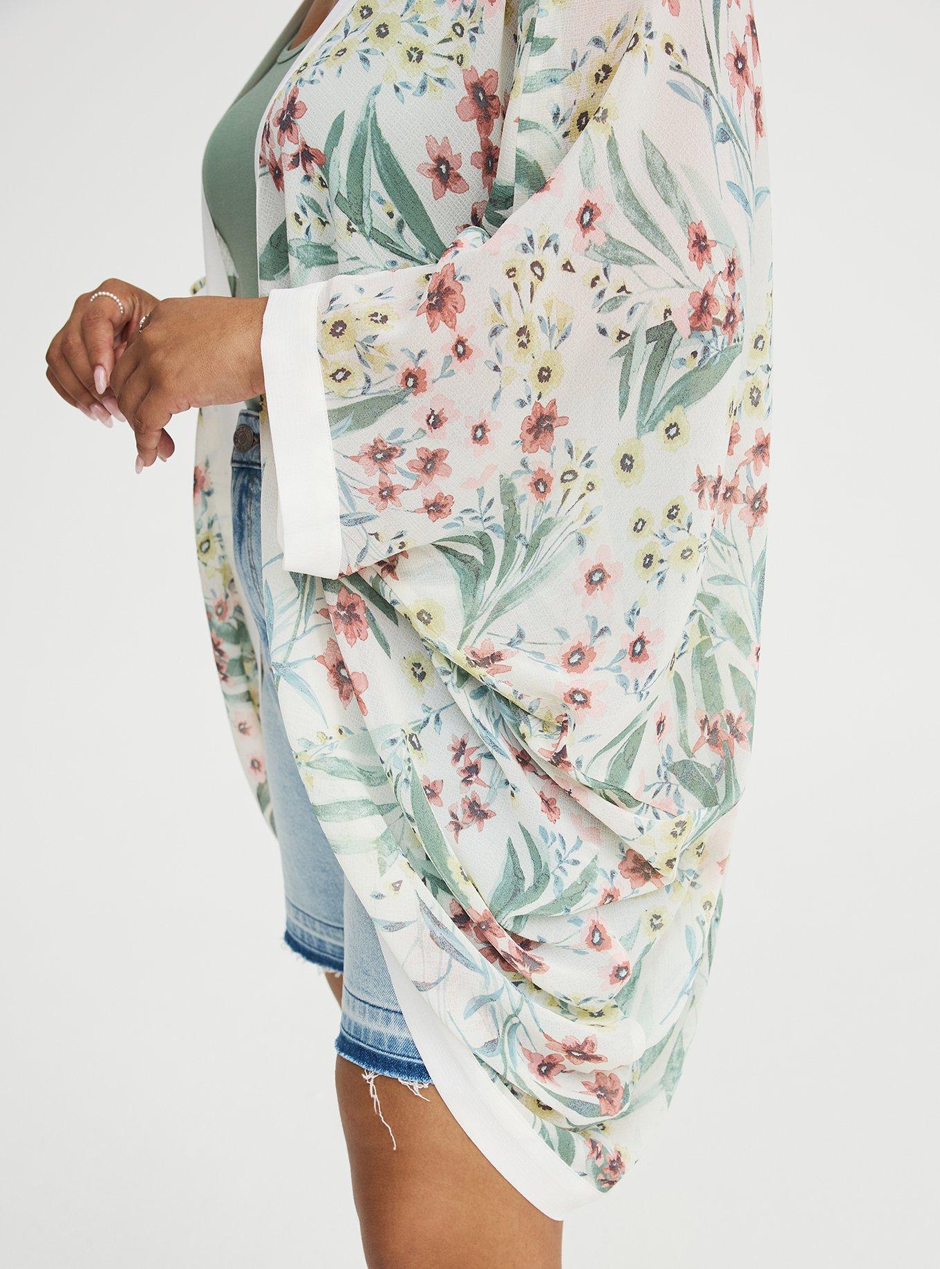 Cocoon Kimono, FAWNA FLORAL IVORY, alternate