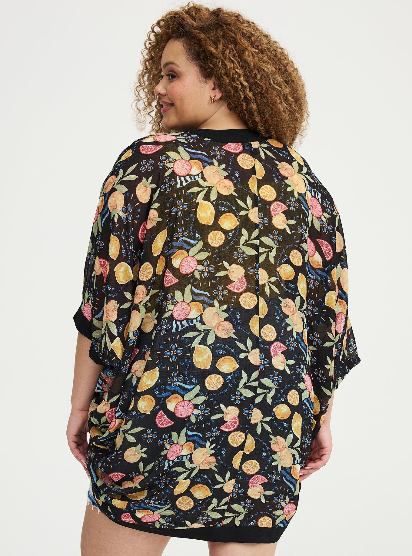 Cocoon Kimono, FRUITY PICNIC BLACK, alternate