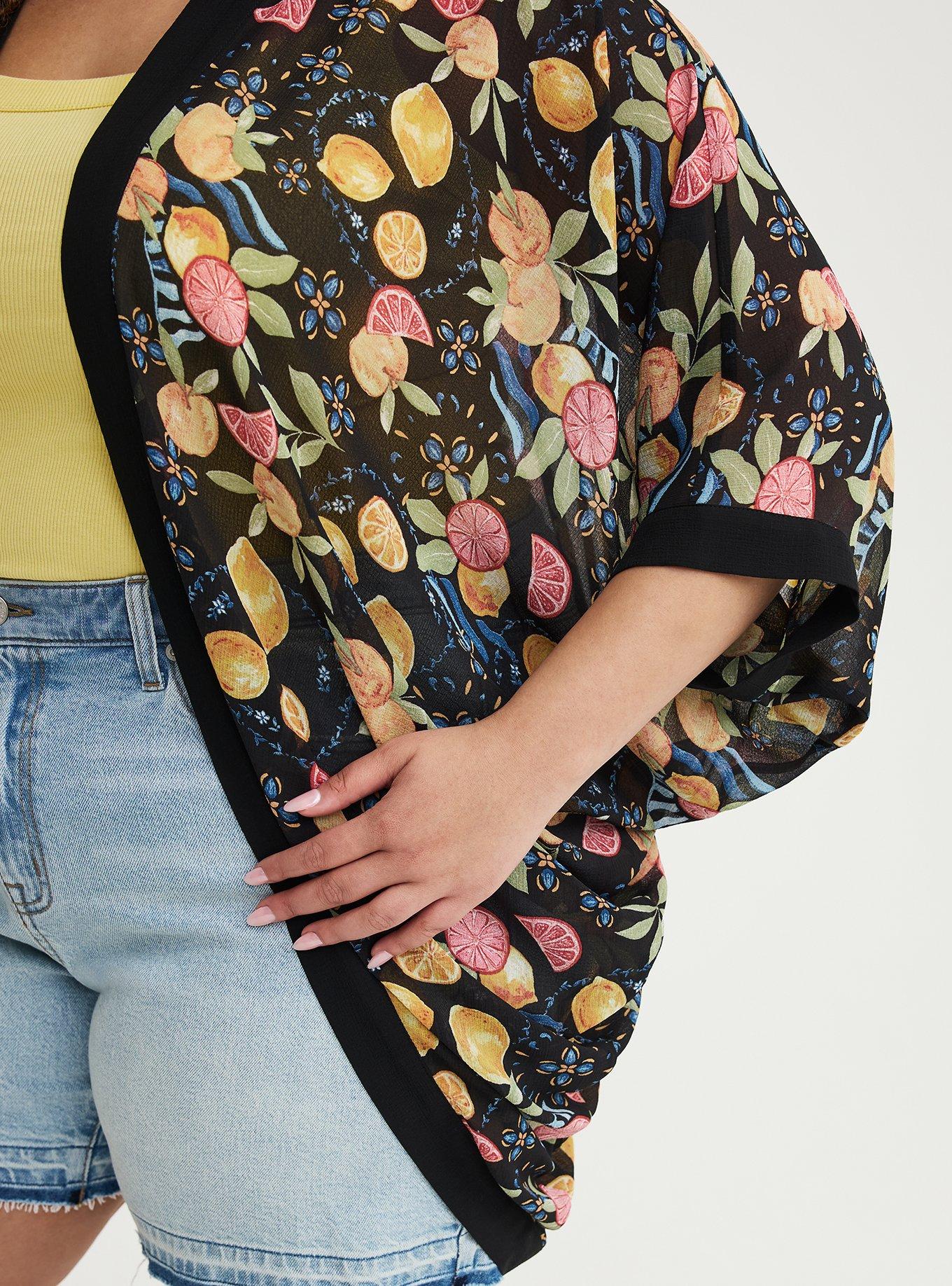 Cocoon Kimono, FRUITY PICNIC BLACK, alternate