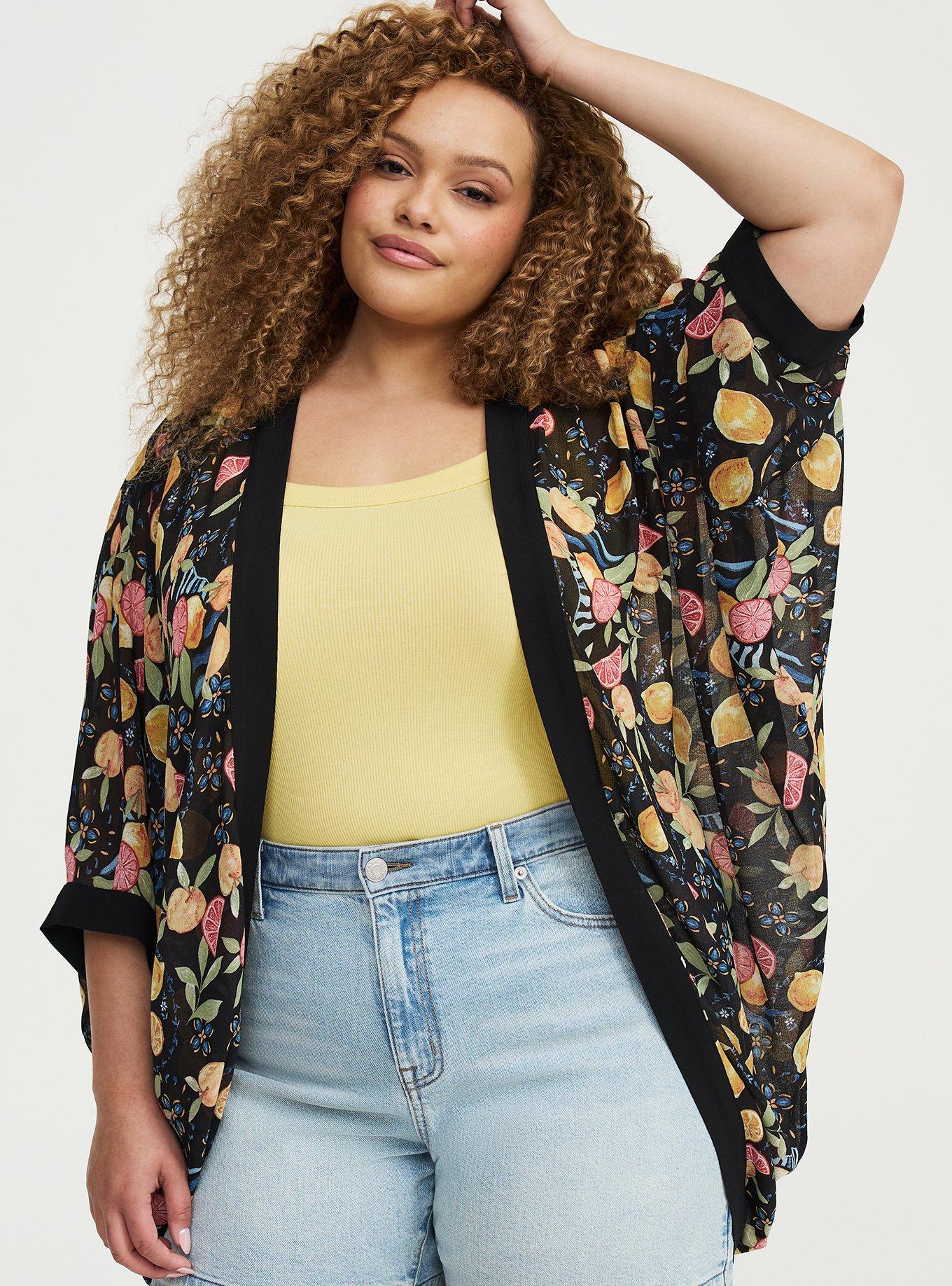 Cocoon Kimono, FRUITY PICNIC BLACK, alternate